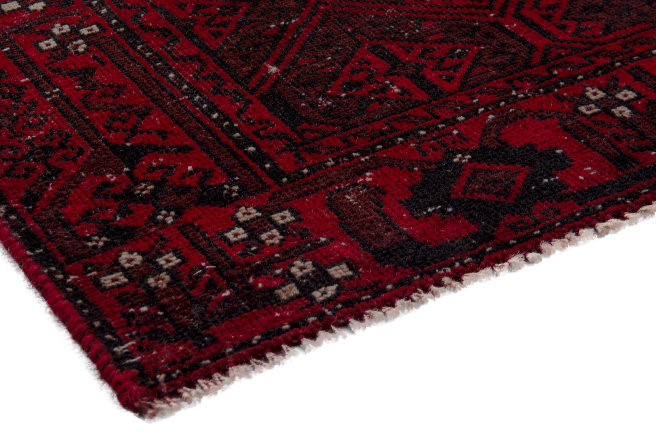 Persian Baluch runner rug in burgundy and deep red, view 4 of 18