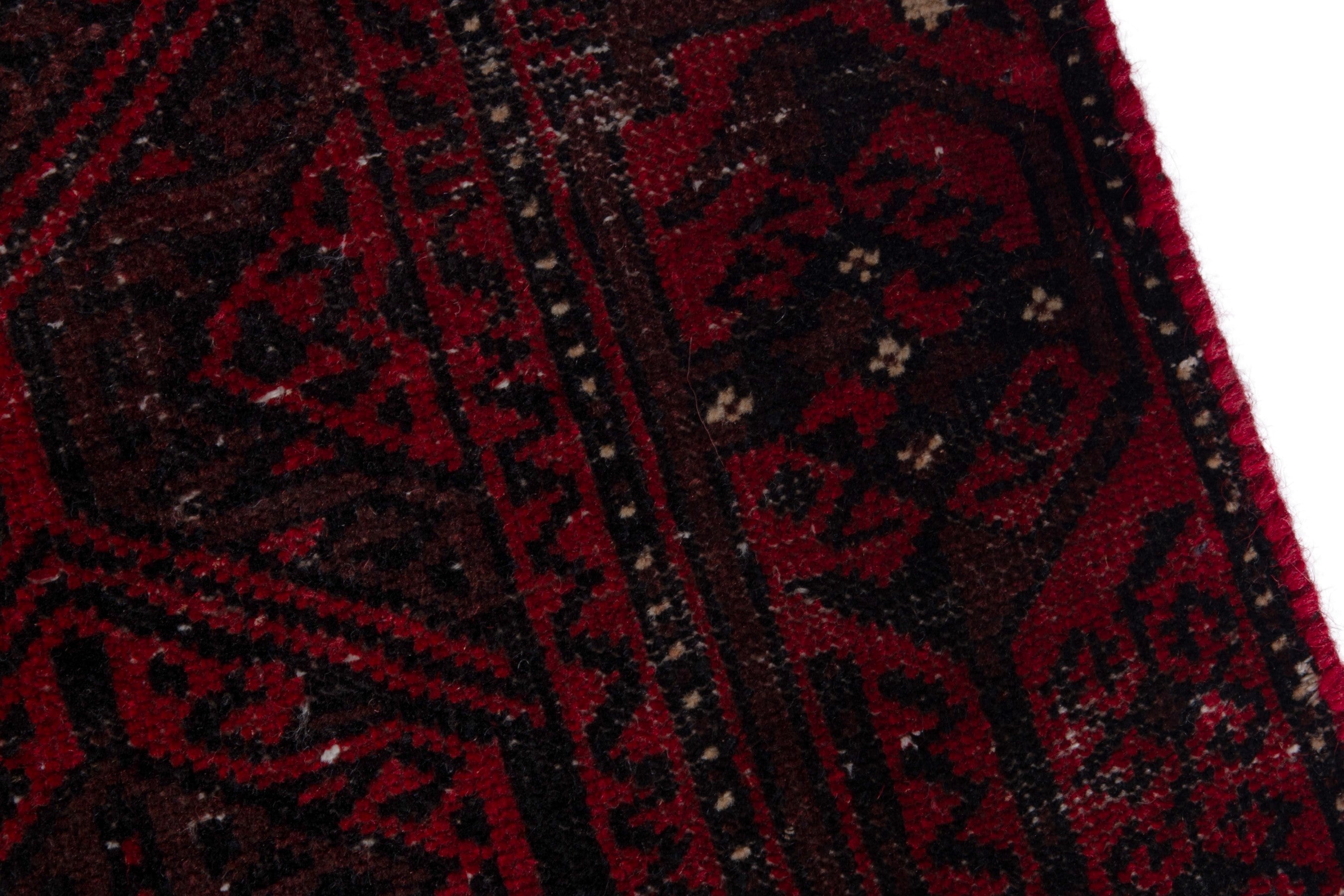 Persian Baluch runner rug in burgundy and deep red, view 7 of 18