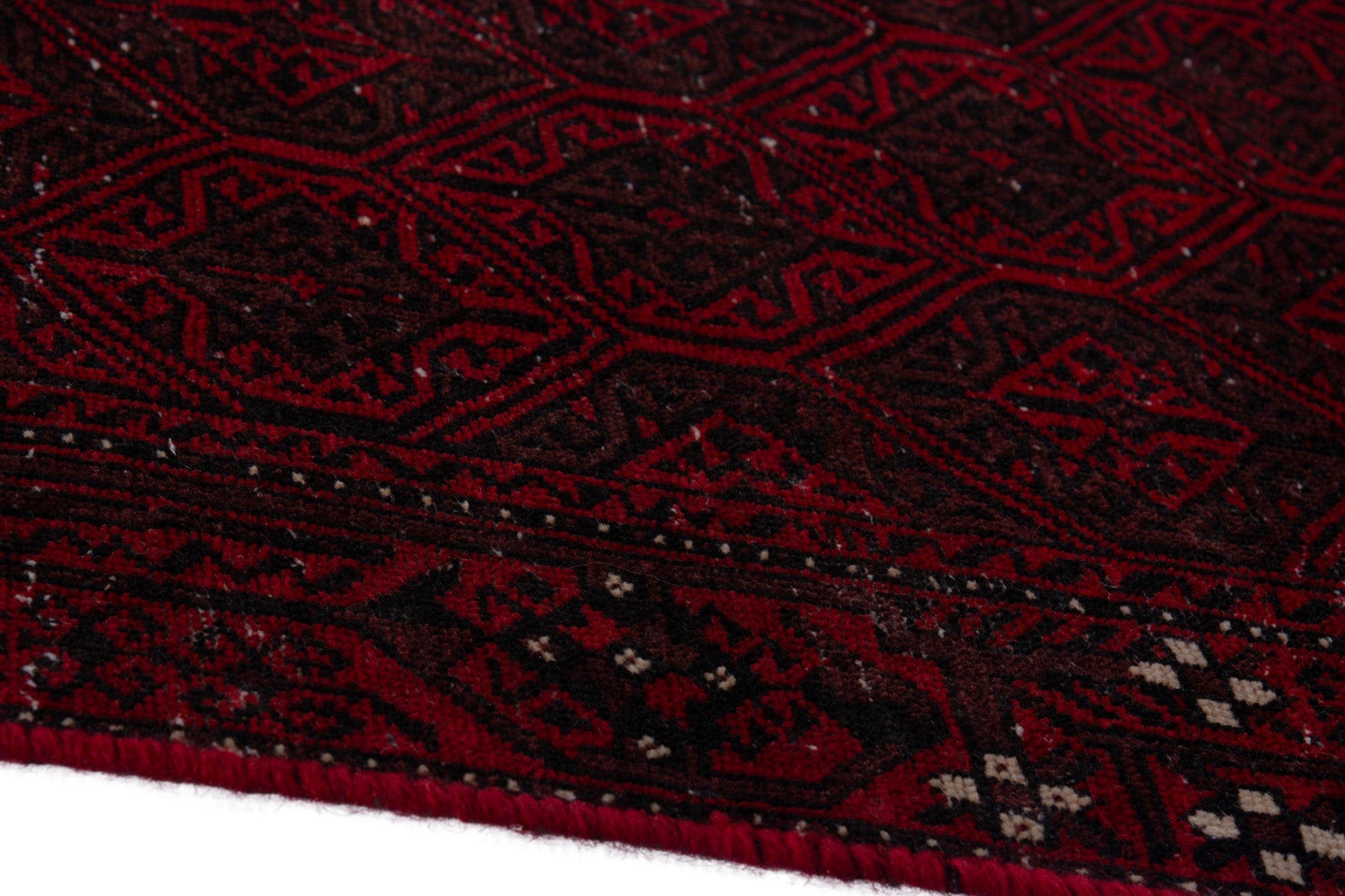 Persian Baluch runner rug in burgundy and deep red, view 8 of 18