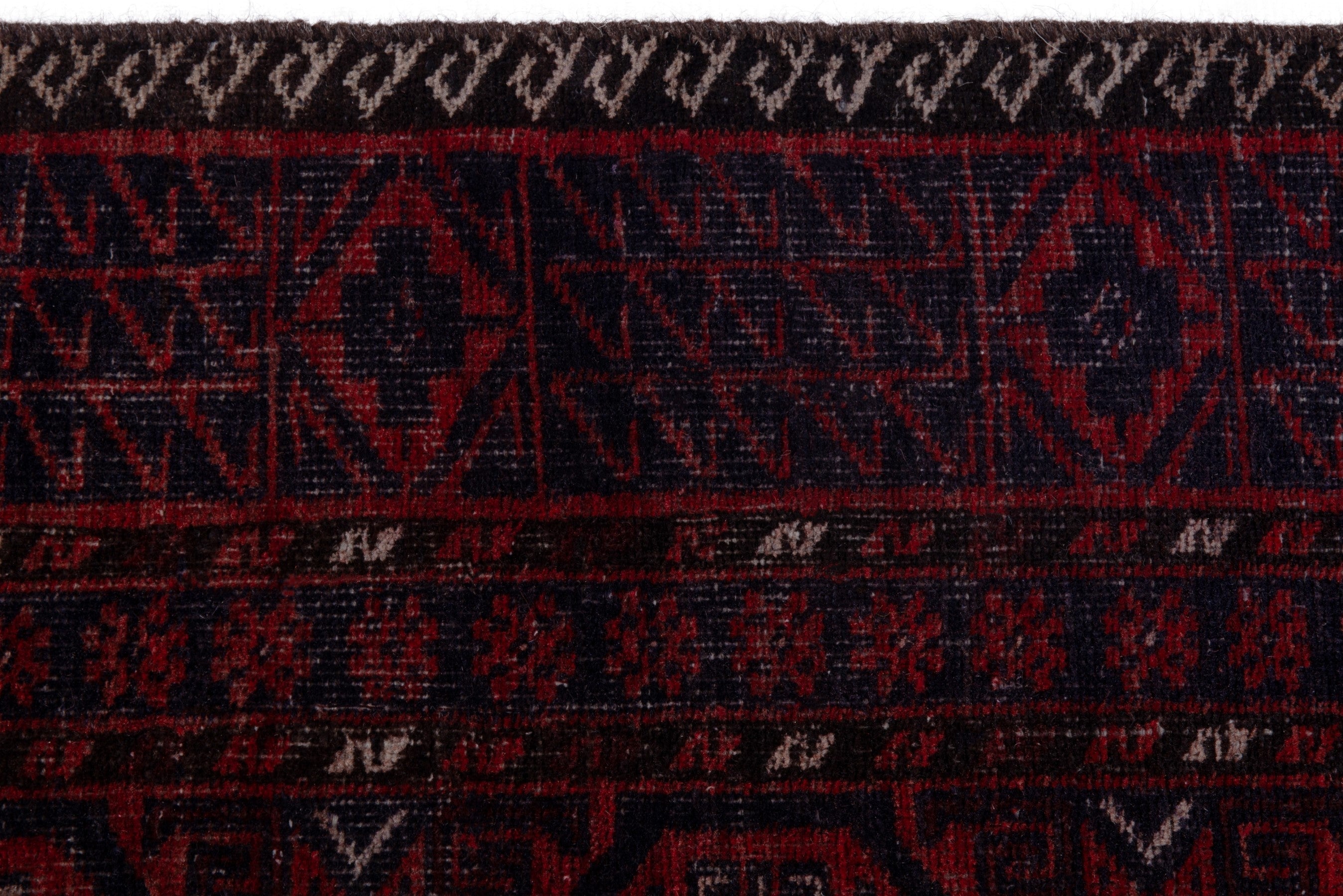 Persian Baluch runner rug in burgundy and faded red, view 10 of 16