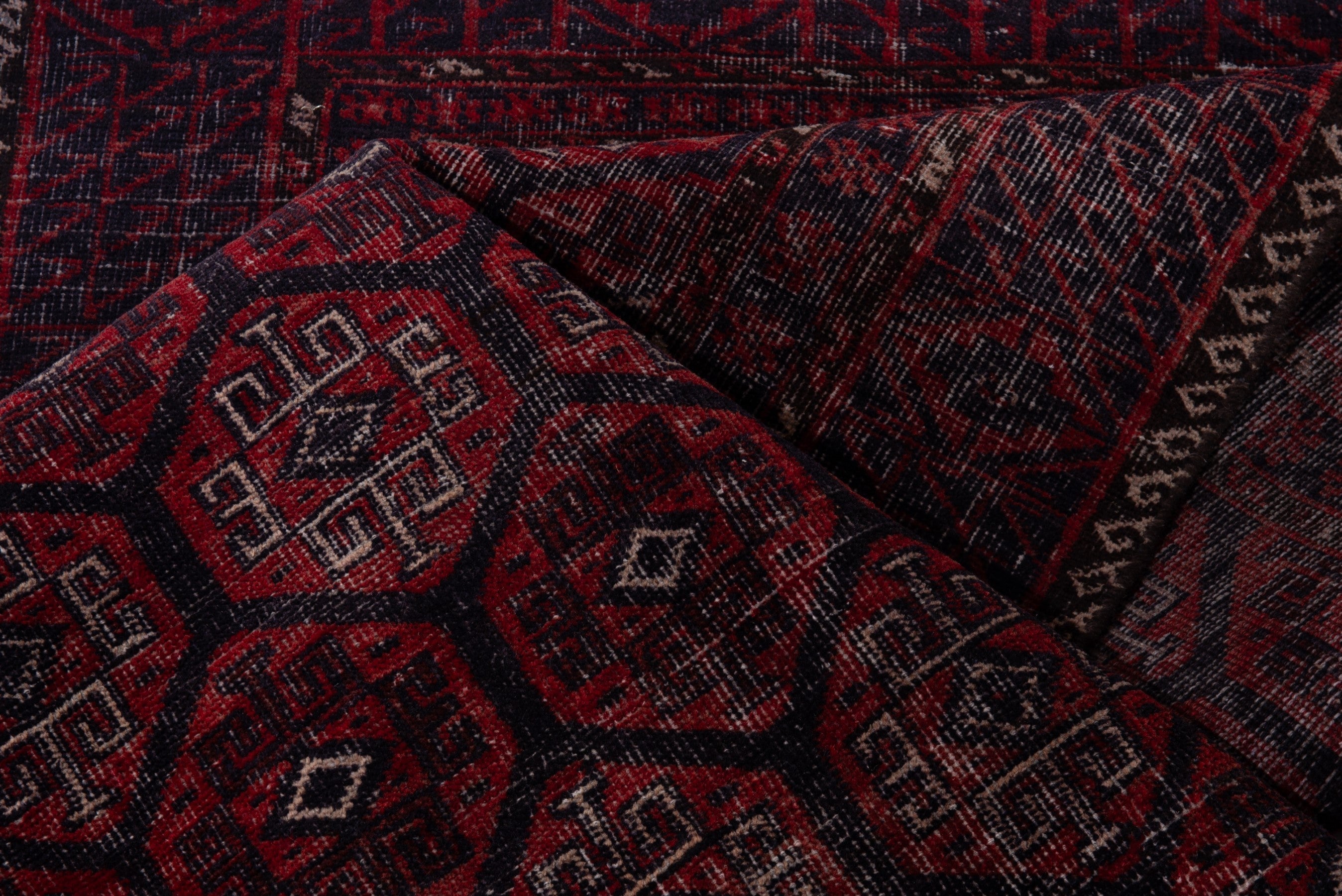 Persian Baluch runner rug in burgundy and faded red, view 12 of 16