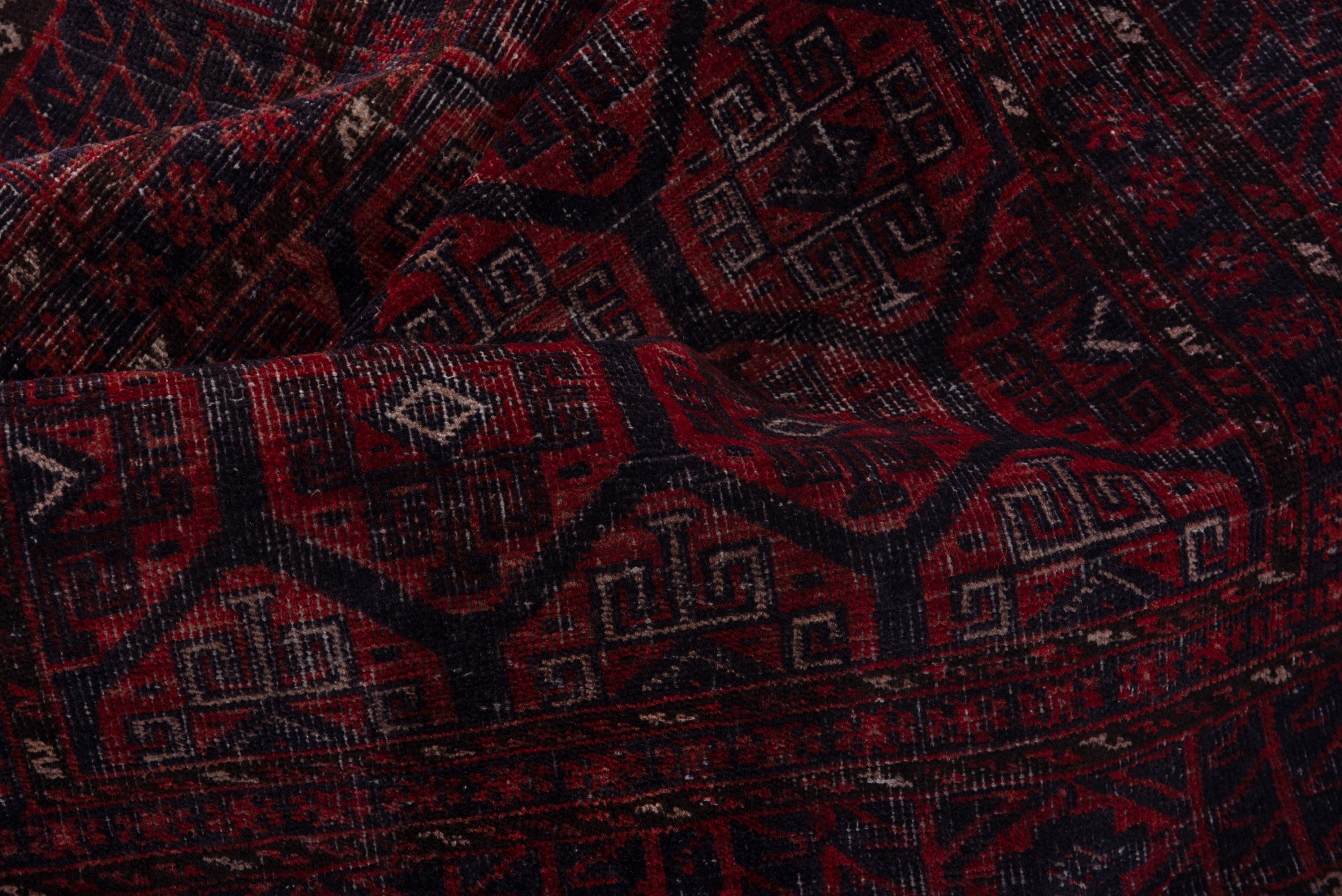 Persian Baluch runner rug in burgundy and faded red, view 15 of 16