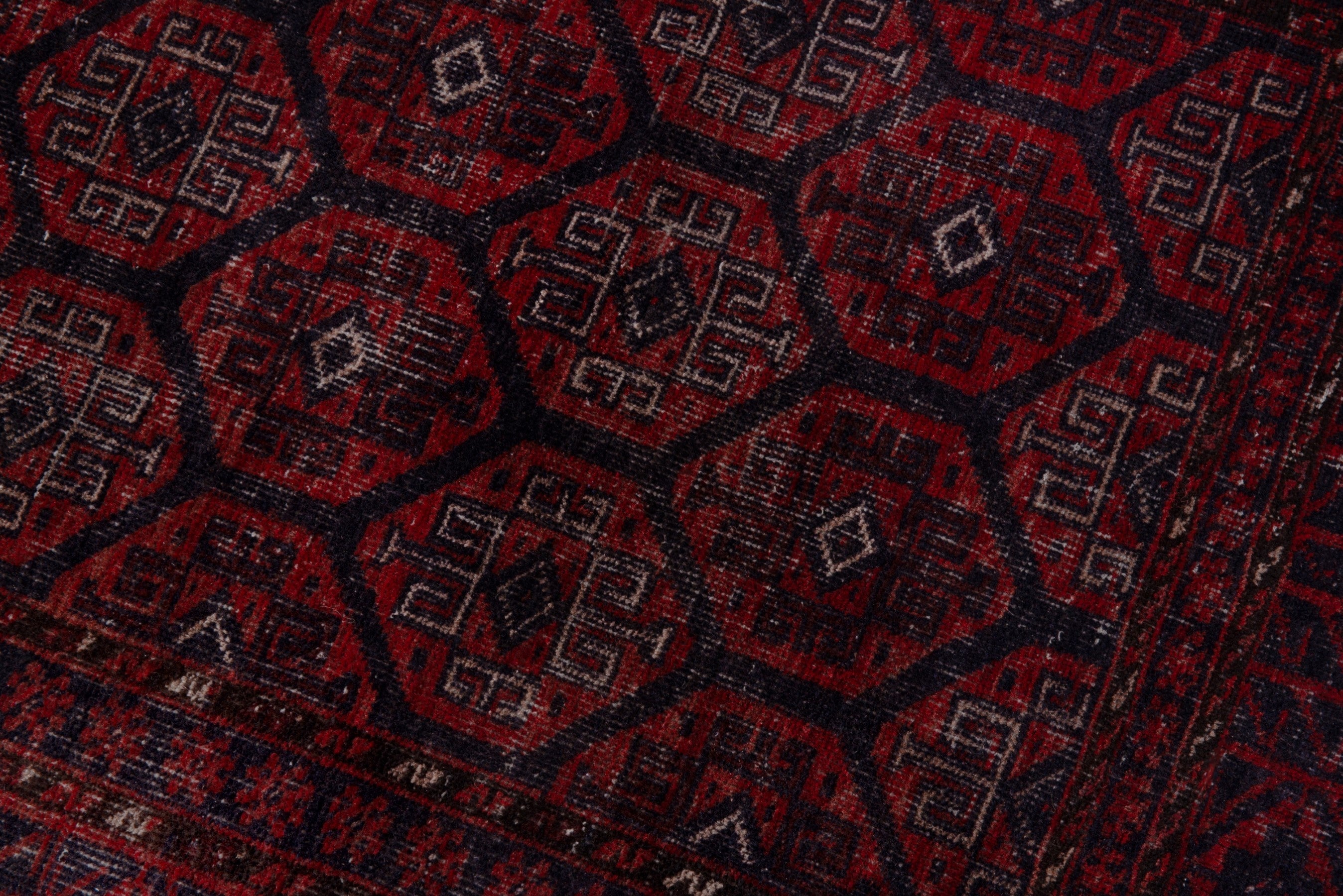 Persian Baluch runner rug in burgundy and faded red, view 9 of 16