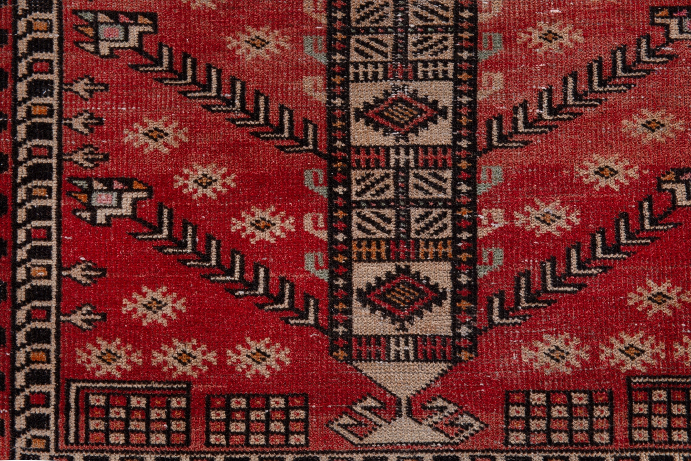 Persian Baluch area rug in deep red and cream, view 10 of 17