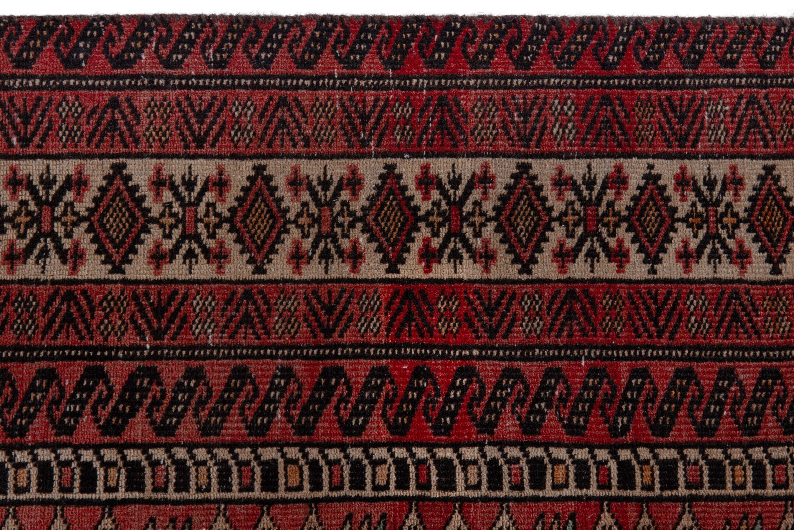 Persian Baluch area rug in deep red and cream, view 13 of 17