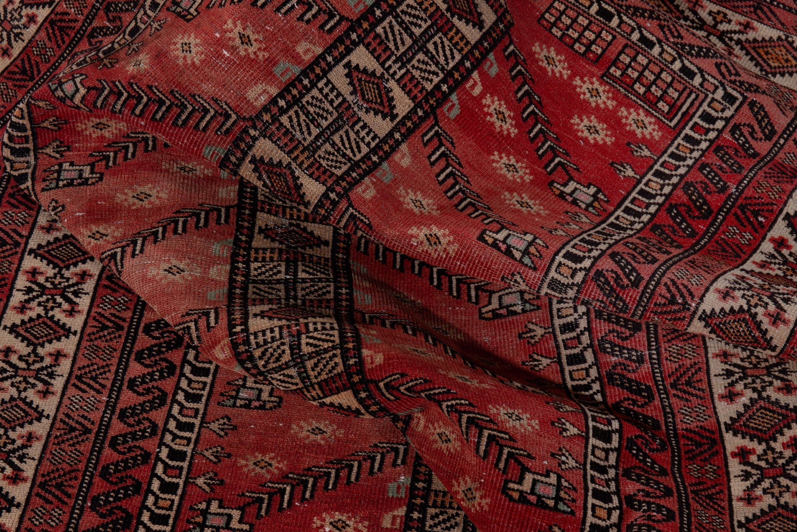 Persian Baluch area rug in deep red and cream, view 14 of 17