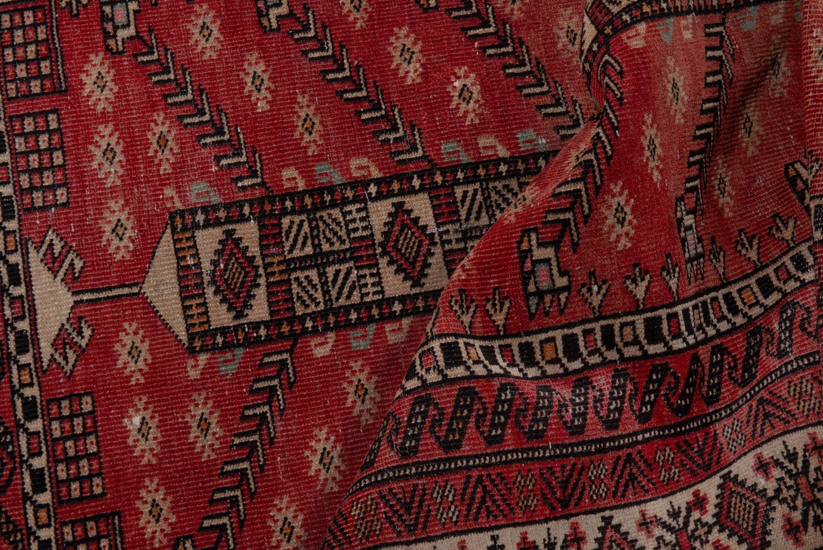 Persian Baluch area rug in deep red and cream, view 15 of 17