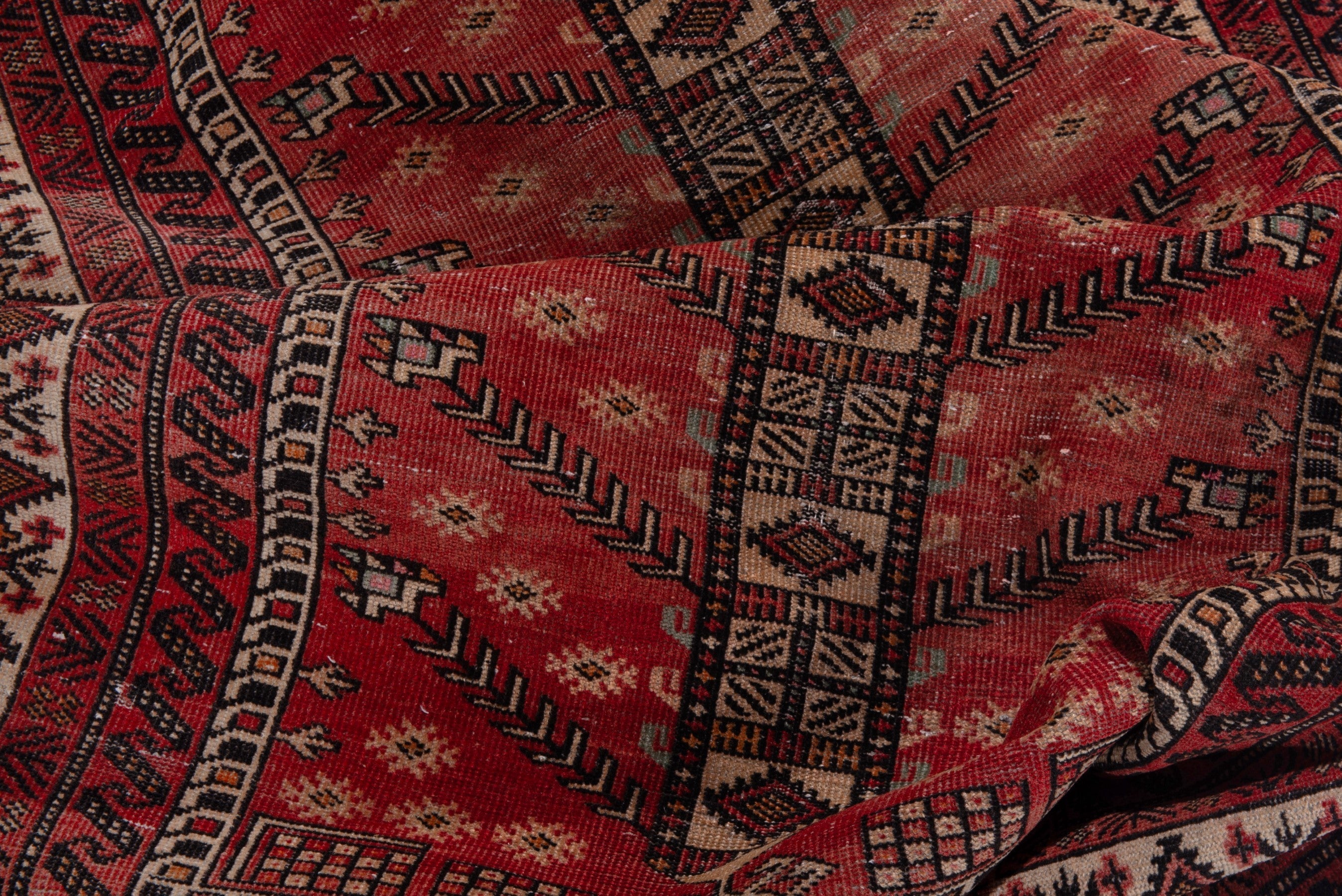 Persian Baluch area rug in deep red and cream, view 16 of 17