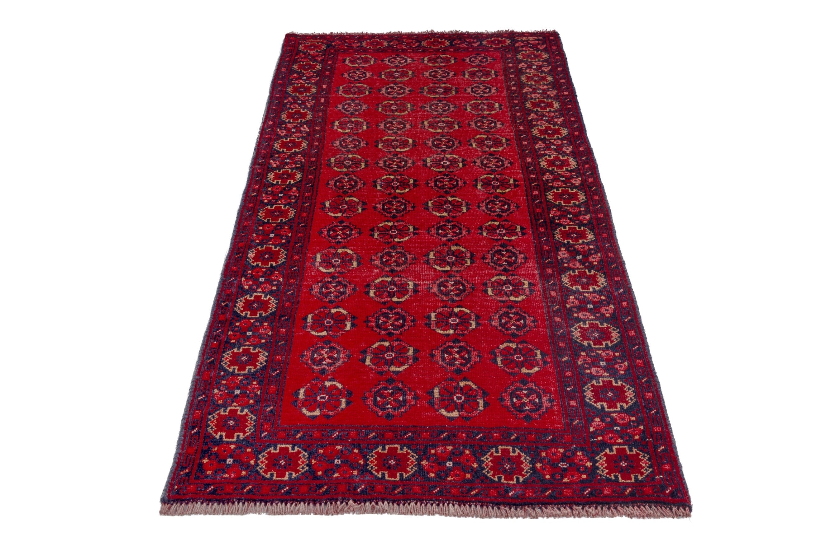 Persian Torkaman accent rug in deep red and burgundy, view 2 of 18