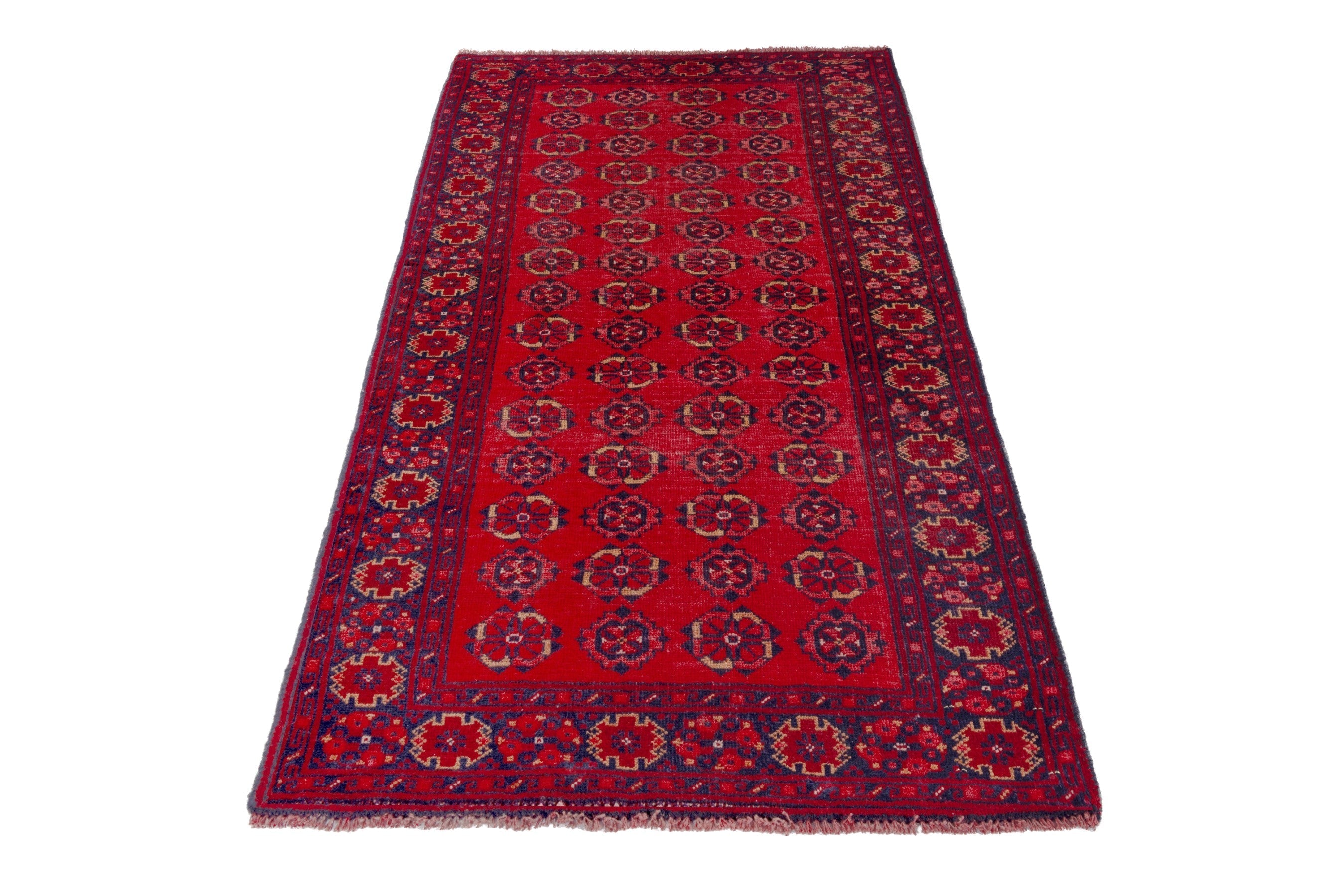 Persian Torkaman accent rug in deep red and burgundy, view 3 of 18