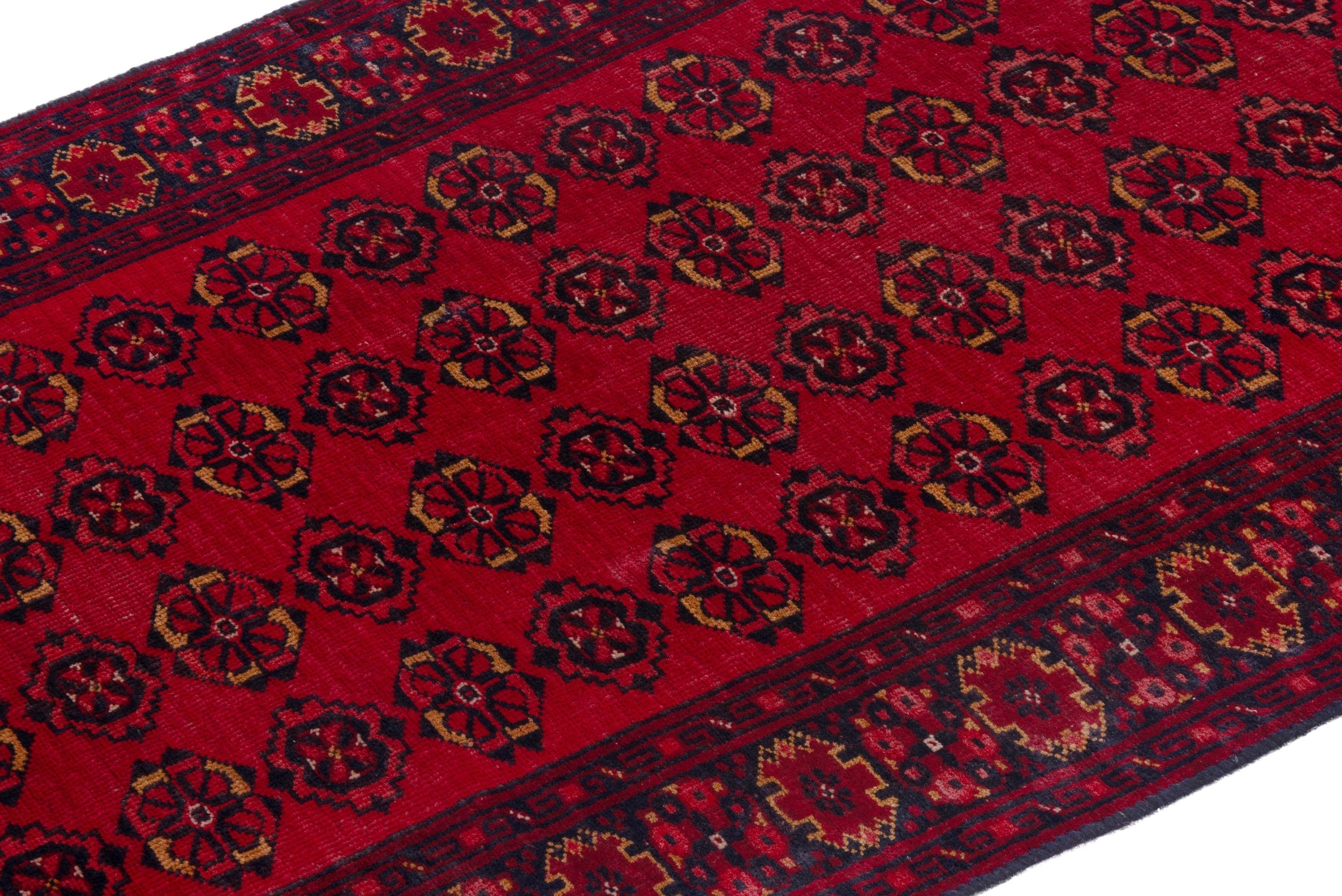 Persian Torkaman accent rug in deep red and burgundy, view 6 of 18