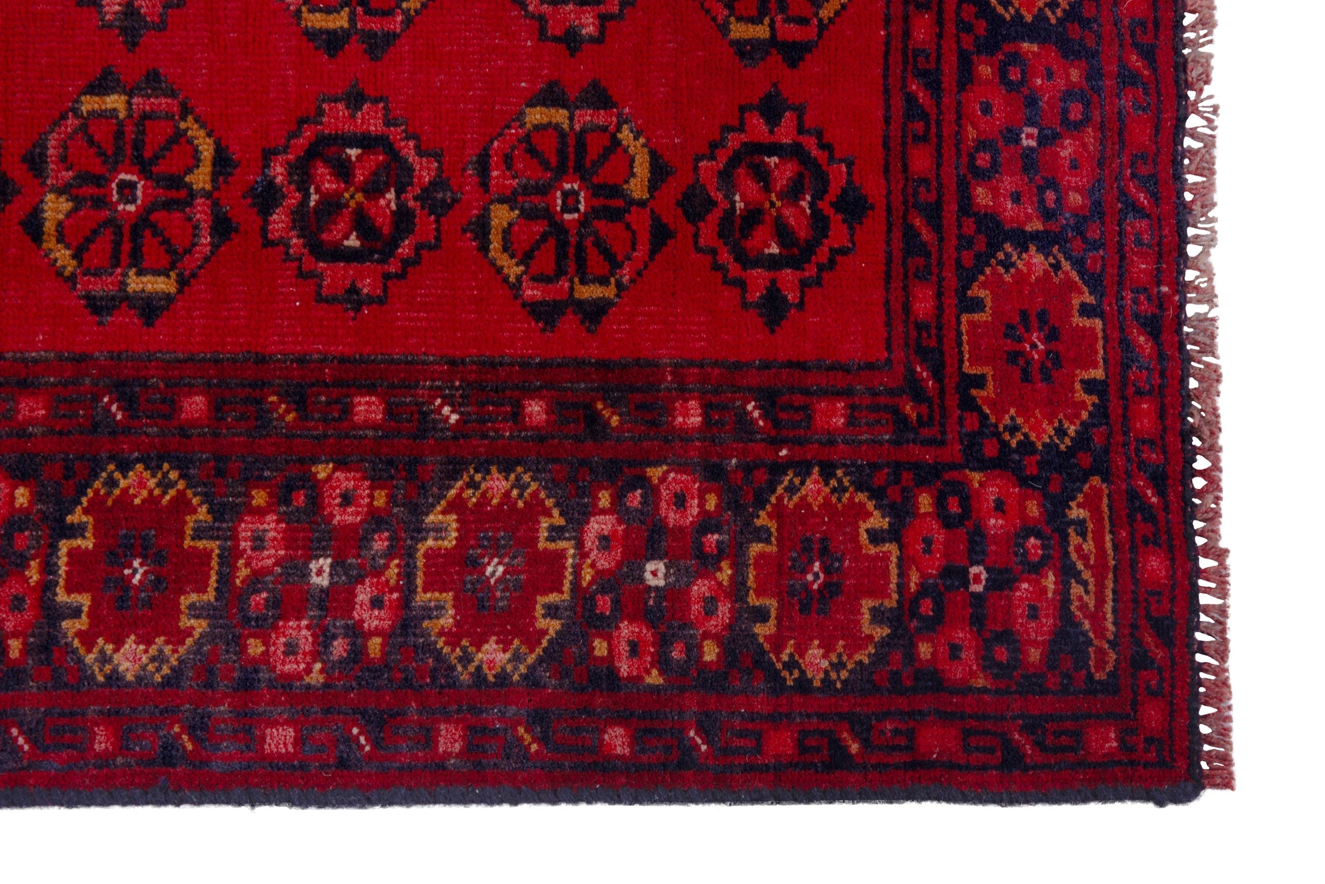 Persian Torkaman accent rug in deep red and burgundy, view 5 of 18