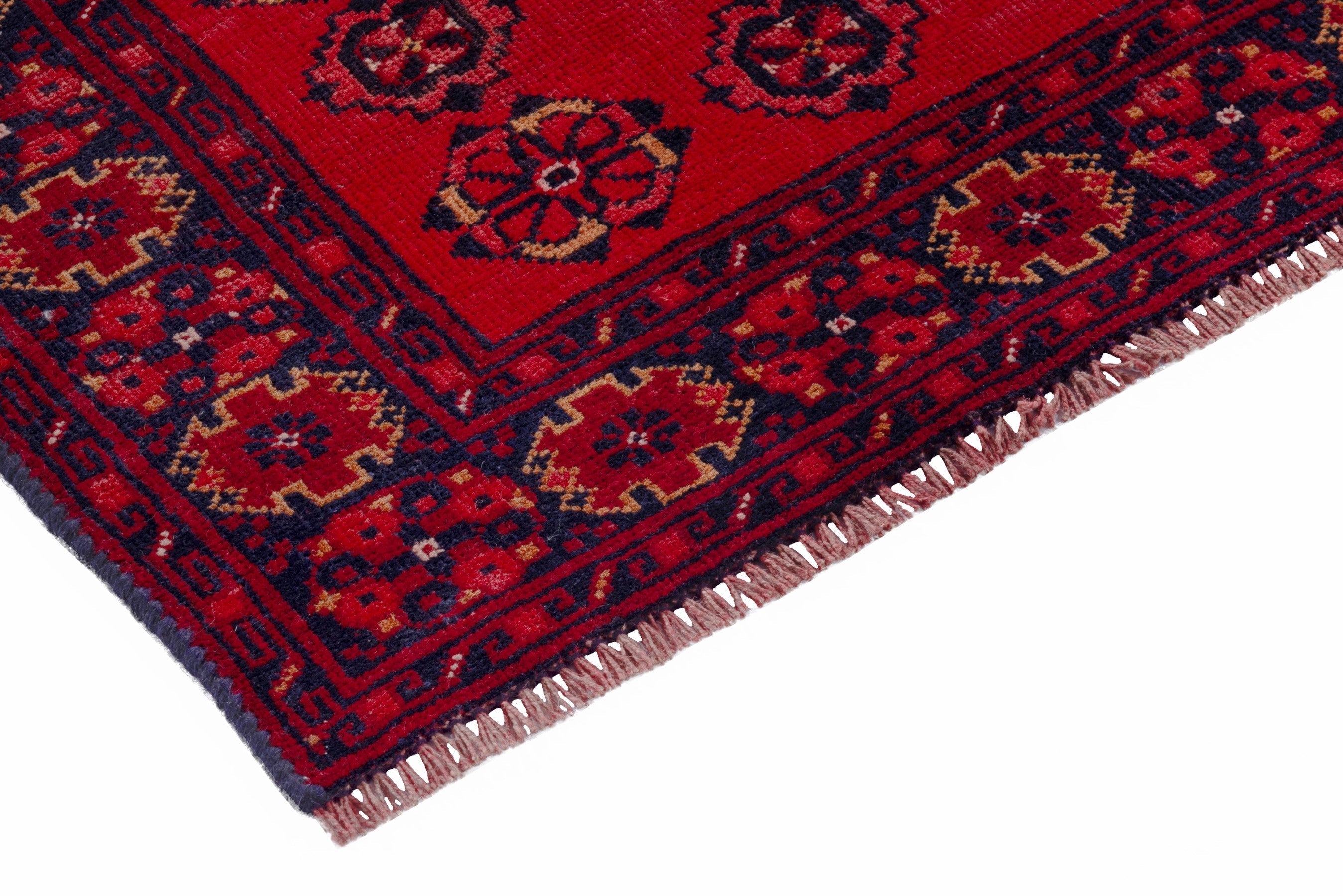 Persian Torkaman accent rug in deep red and burgundy, view 4 of 18