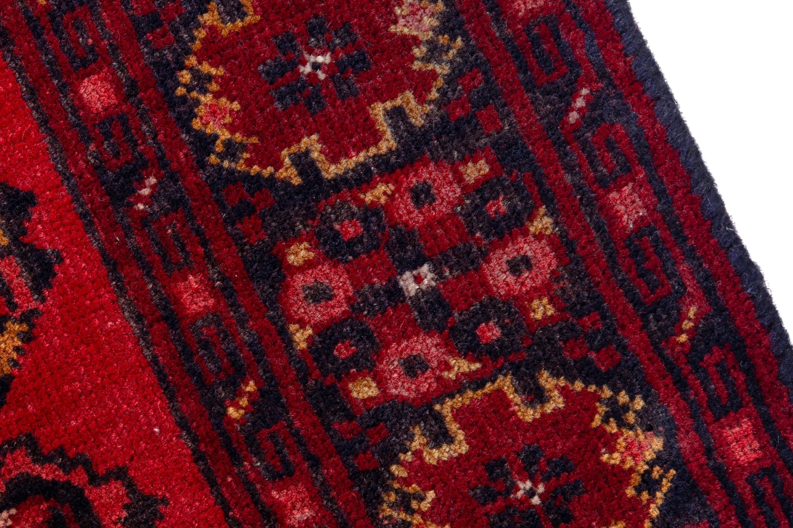 Persian Torkaman accent rug in deep red and burgundy, view 7 of 18