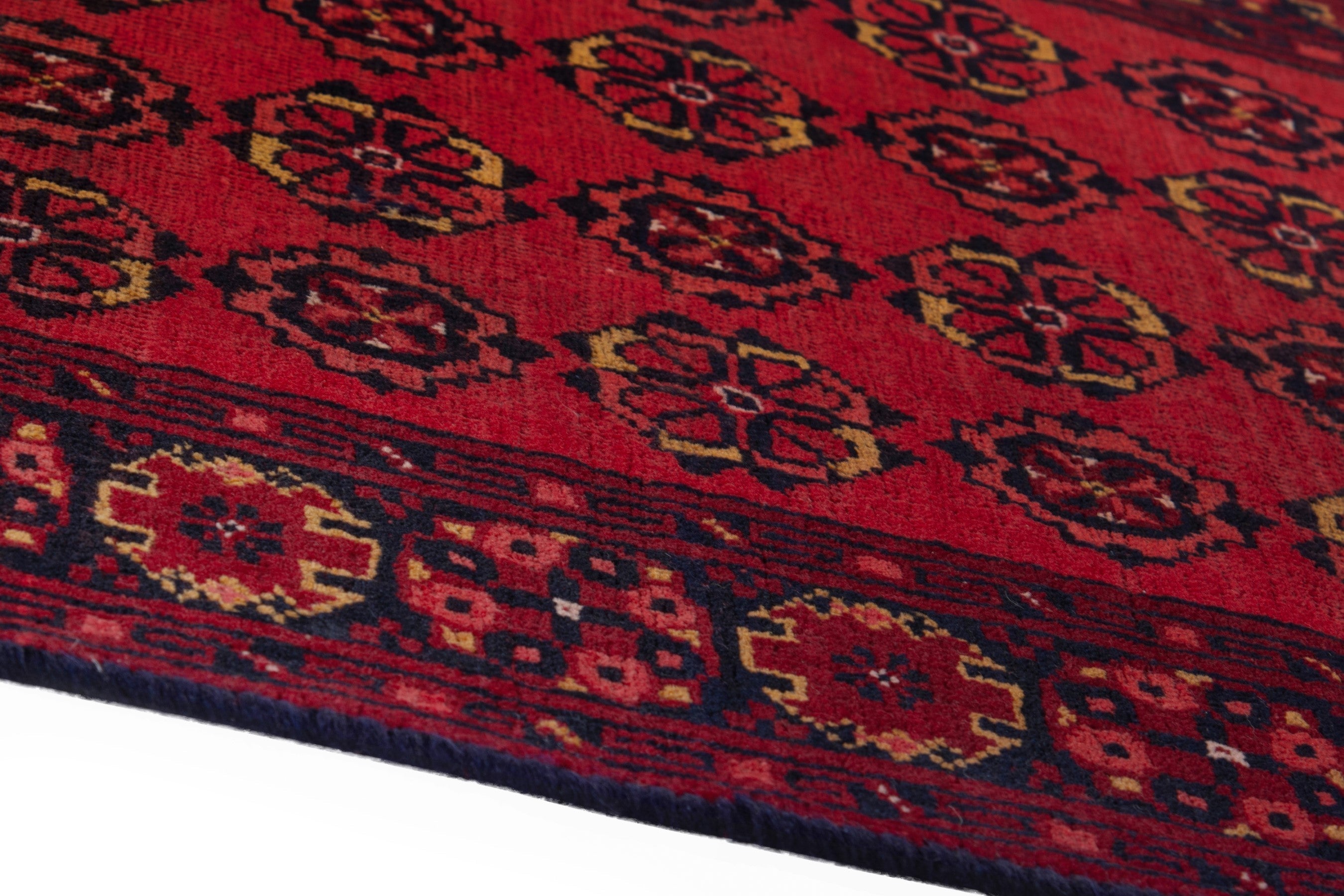 Persian Torkaman accent rug in deep red and burgundy, view 8 of 18