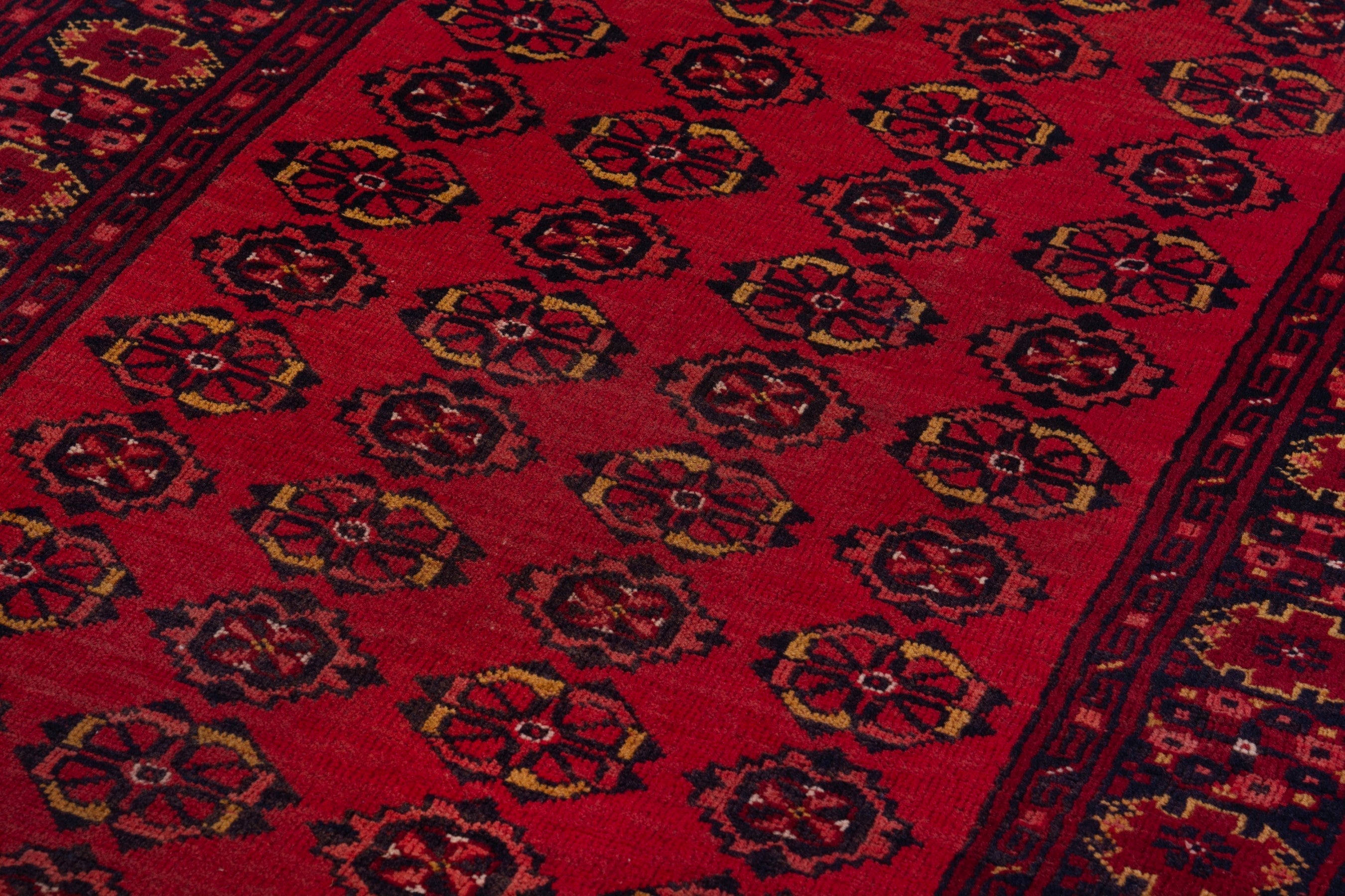 Persian Torkaman accent rug in deep red and burgundy, view 9 of 18