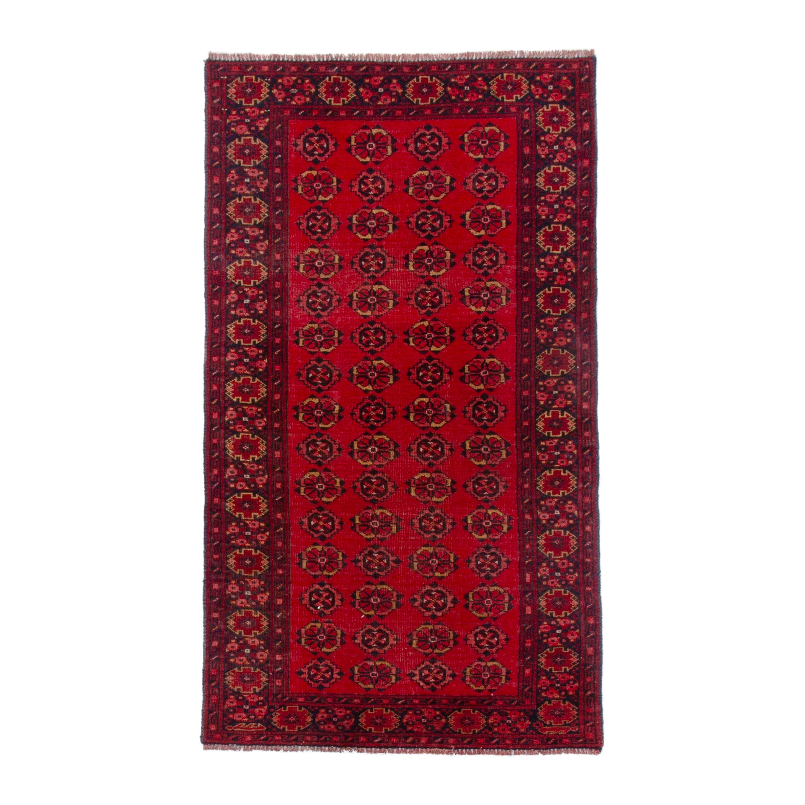 Persian Torkaman accent rug in deep red and burgundy, 3'1" x 5'7"