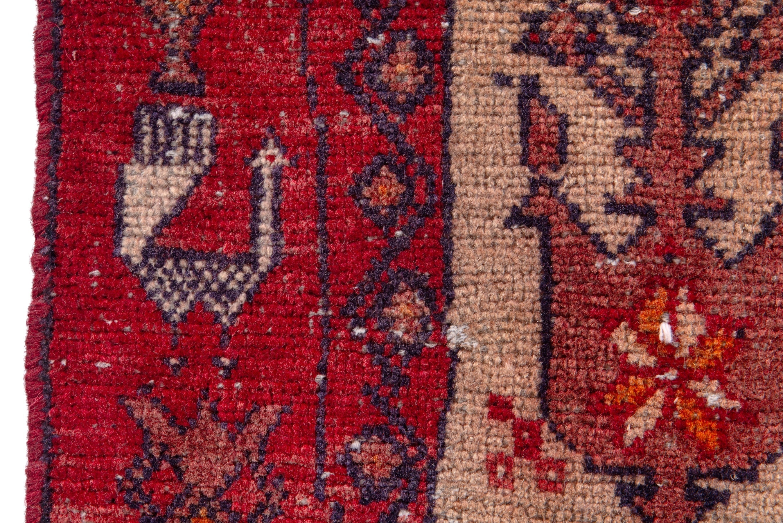 Persian Baluch accent rug in burgundy and cream, view 14 of 19