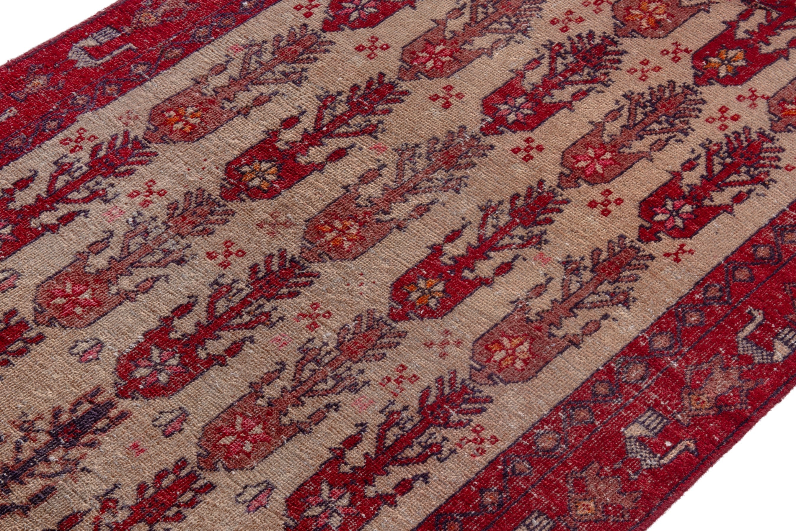 Persian Baluch accent rug in burgundy and cream, view 6 of 19