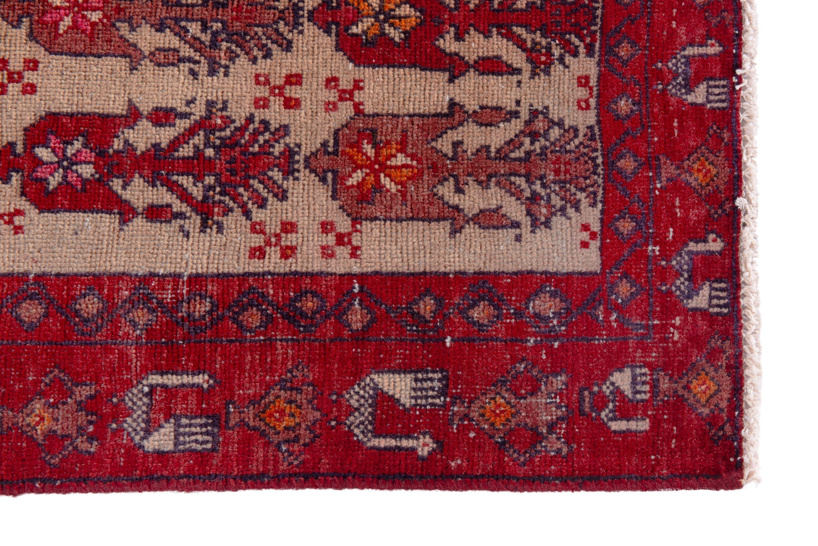 Persian Baluch accent rug in burgundy and cream, view 5 of 19