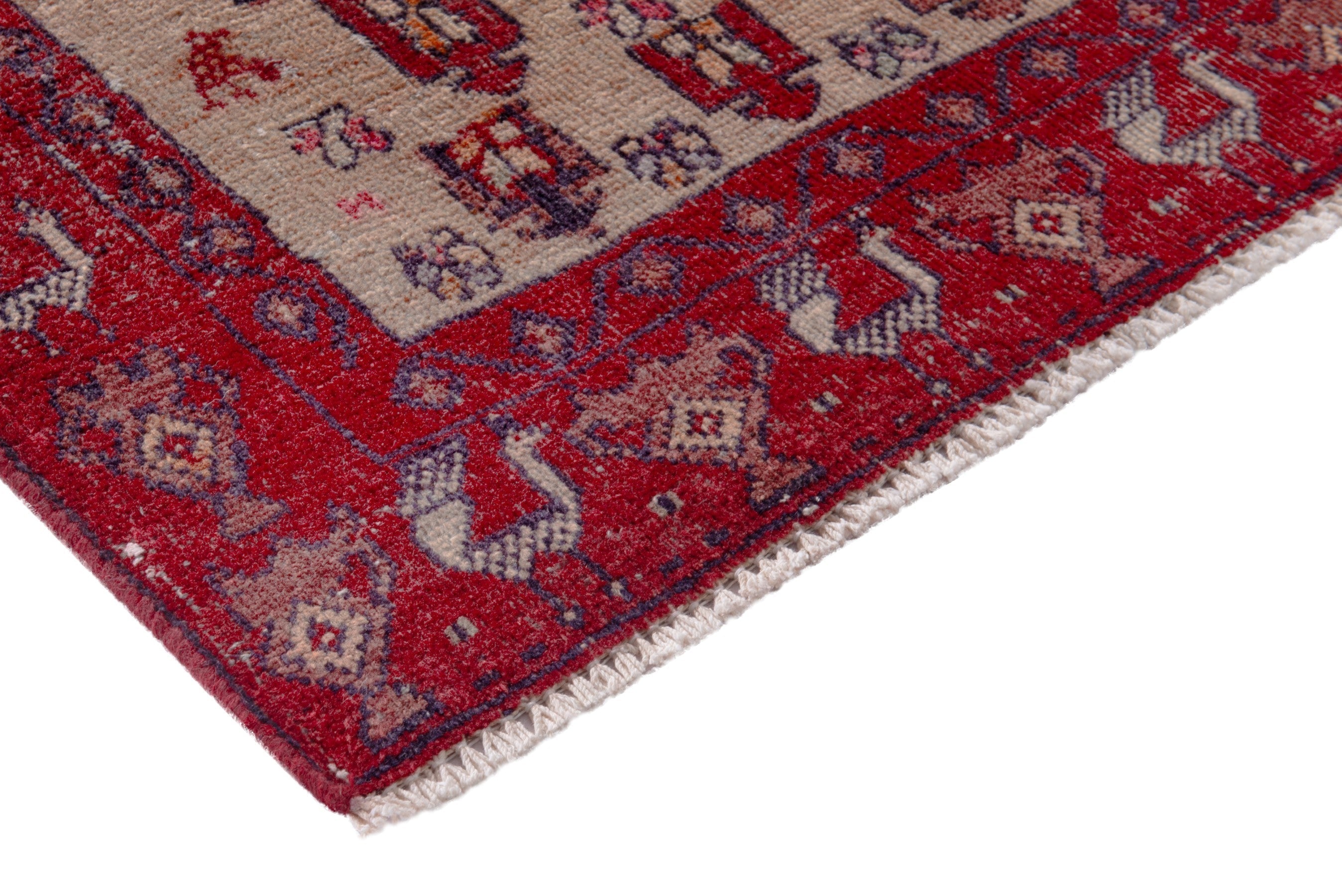 Persian Baluch accent rug in burgundy and cream, view 4 of 19