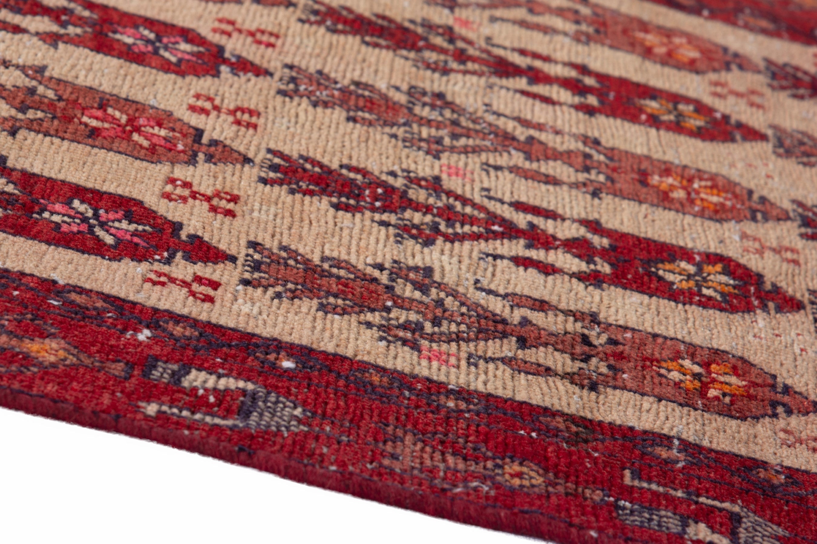 Persian Baluch accent rug in burgundy and cream, view 8 of 19