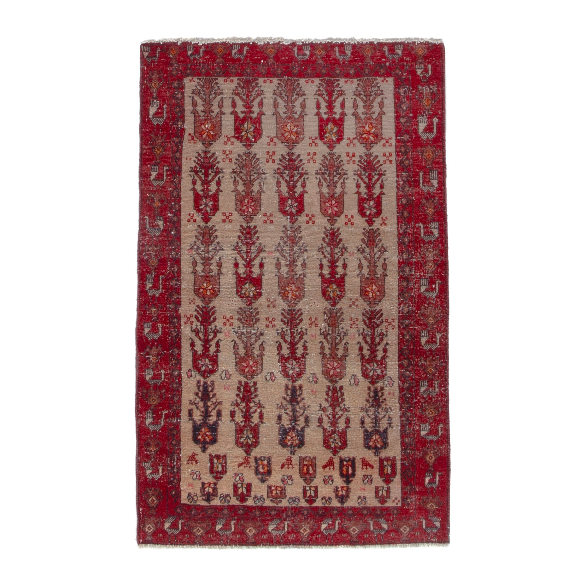 Persian Baluch accent rug in burgundy and cream, 3'3" x 5'5"