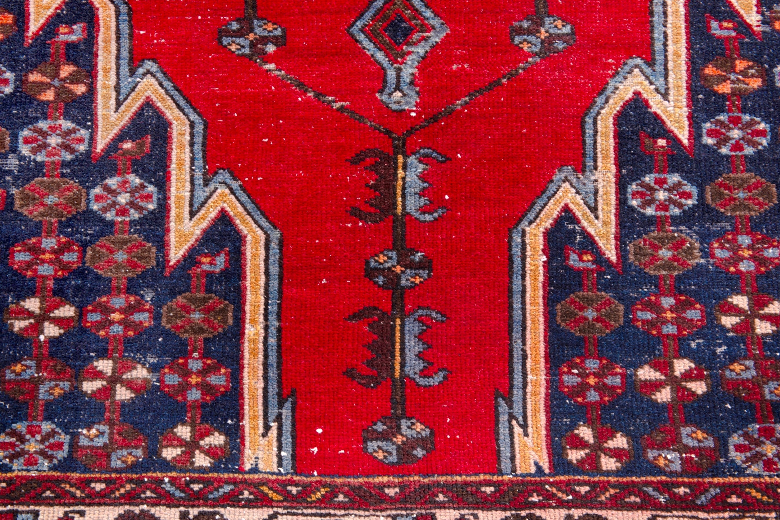 Persian Saveh accent rug in deep red and dark blue, view 10 of 22