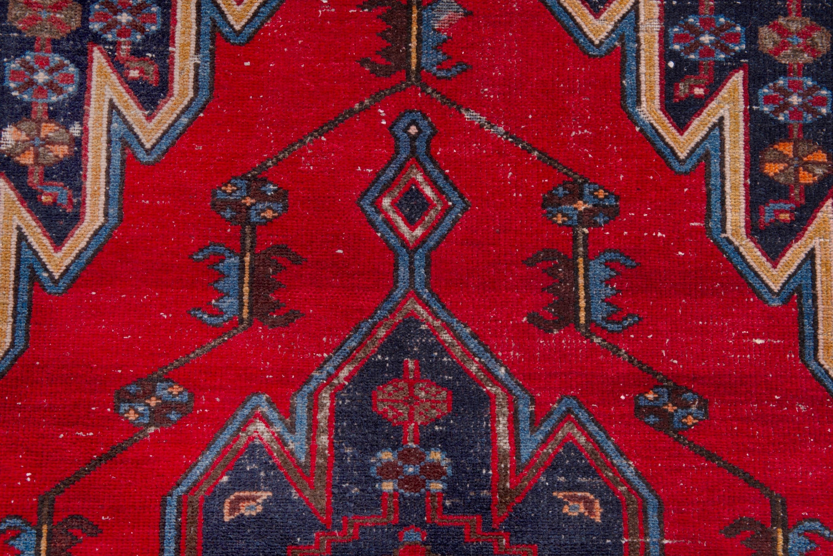 Persian Saveh accent rug in deep red and dark blue, view 12 of 22