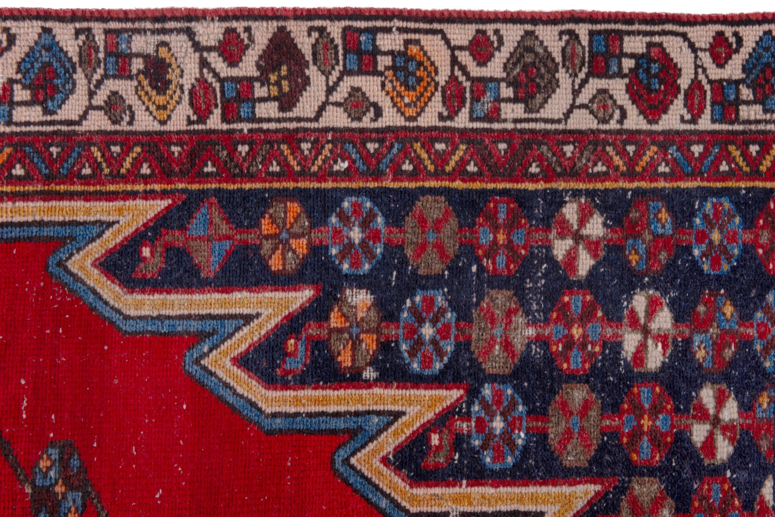Persian Saveh accent rug in deep red and dark blue, view 14 of 22