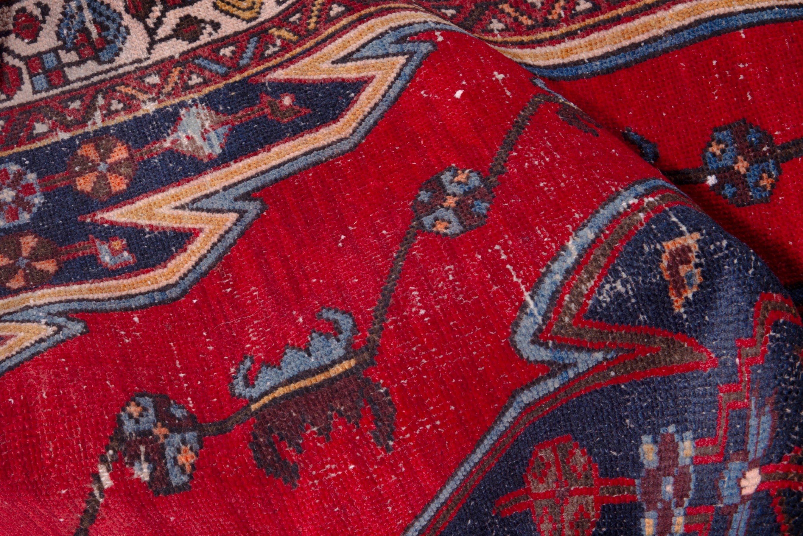 Persian Saveh accent rug in deep red and dark blue, view 17 of 22