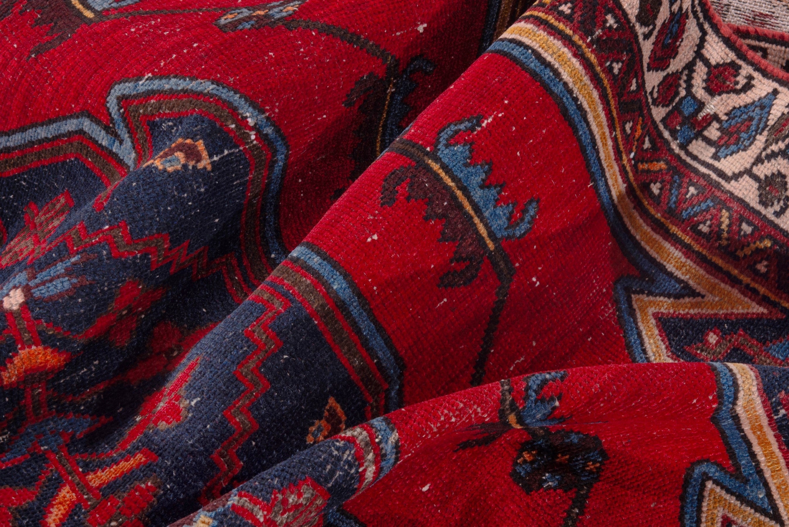 Persian Saveh accent rug in deep red and dark blue, view 20 of 22