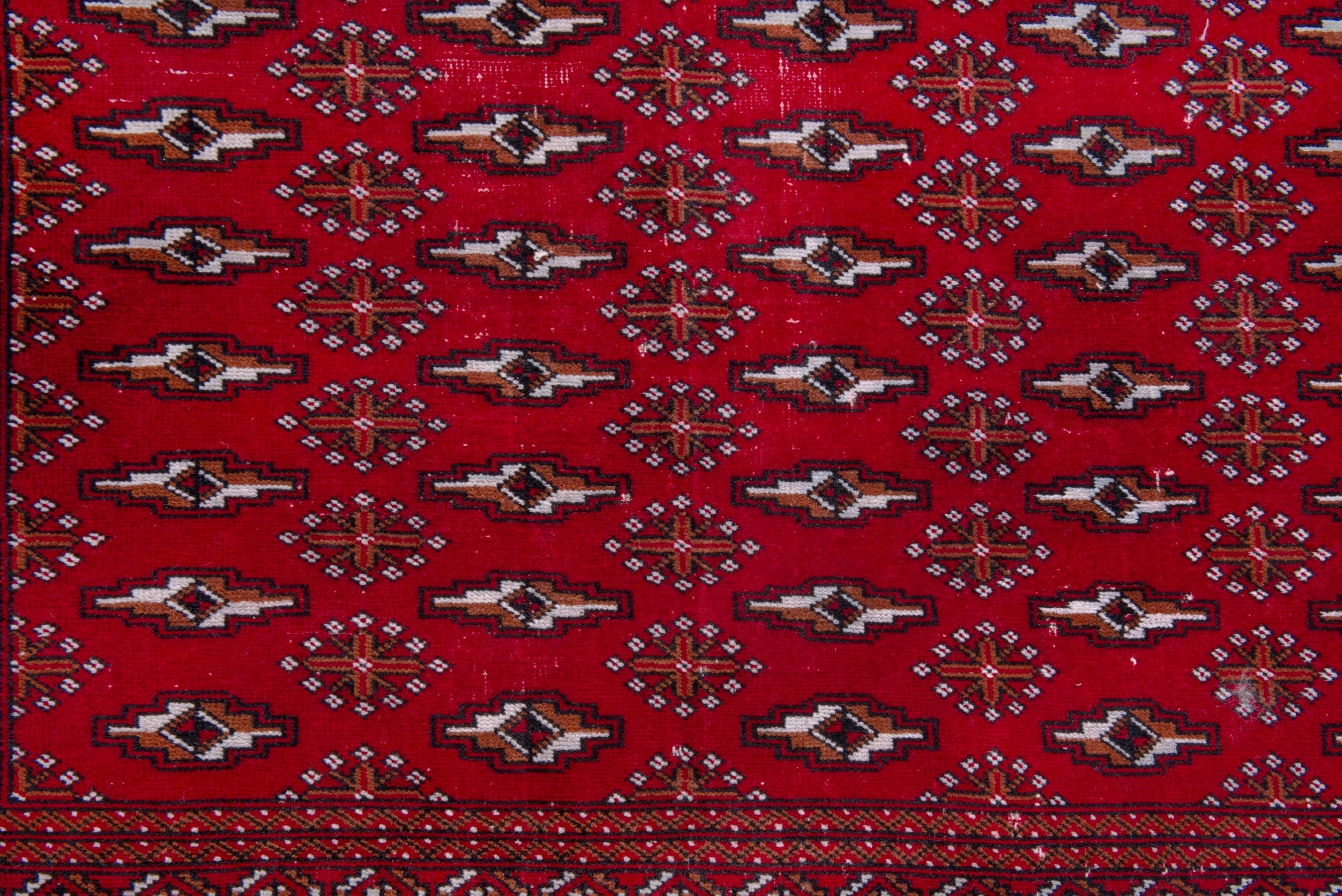 Persian Torkaman accent rug in burgundy and deep red, view 10 of 18