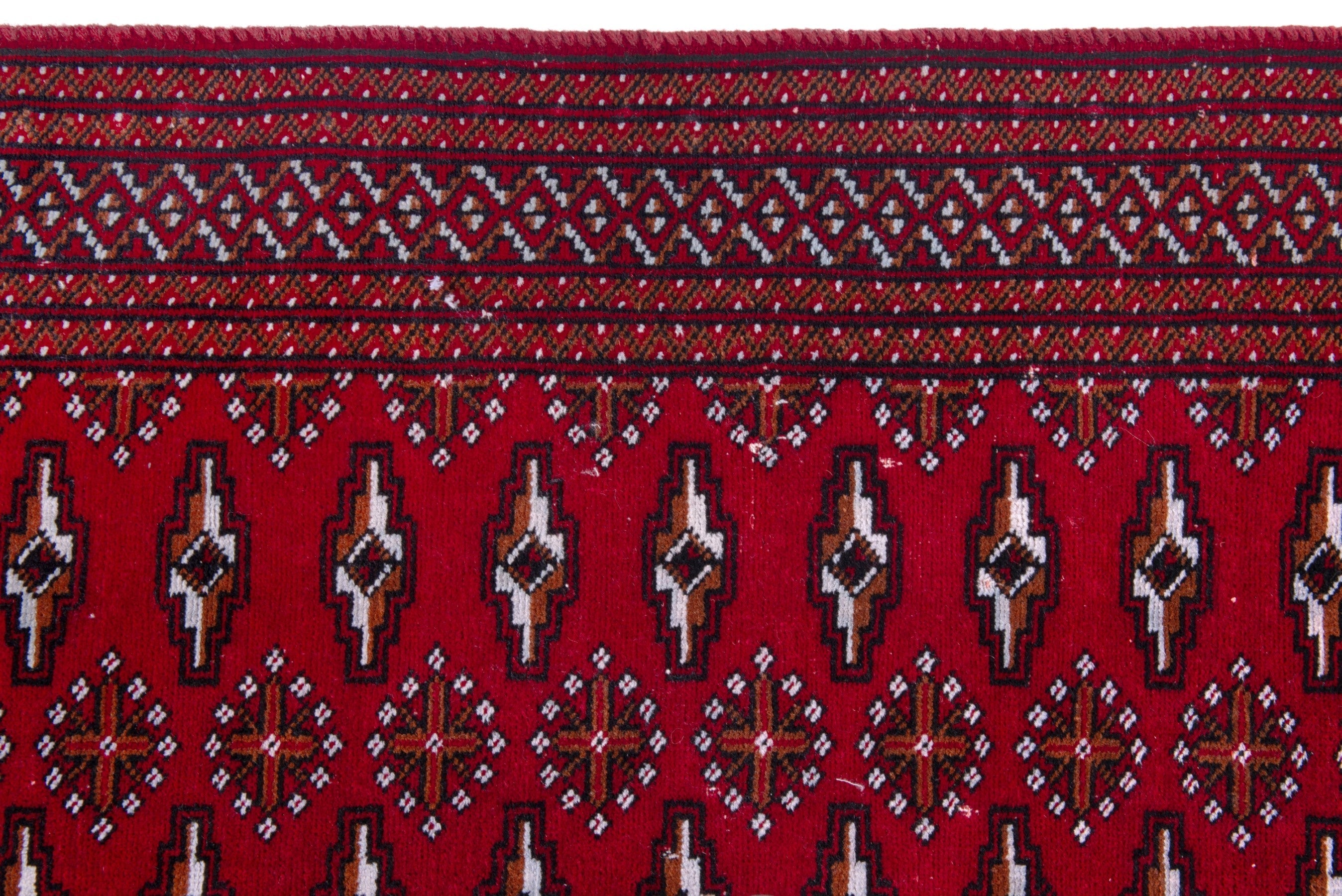Persian Torkaman accent rug in burgundy and deep red, view 11 of 18