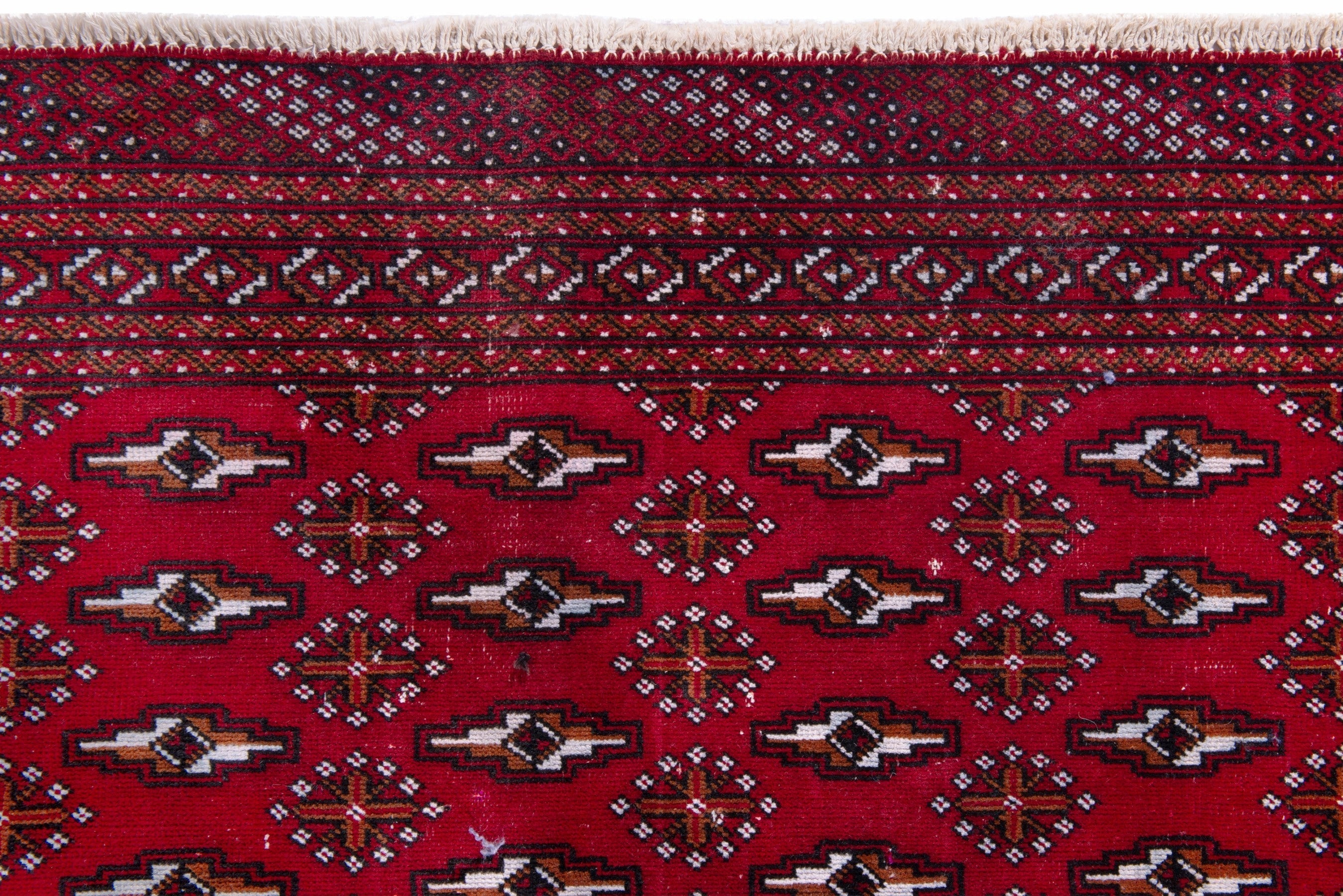 Persian Torkaman accent rug in burgundy and deep red, view 12 of 18