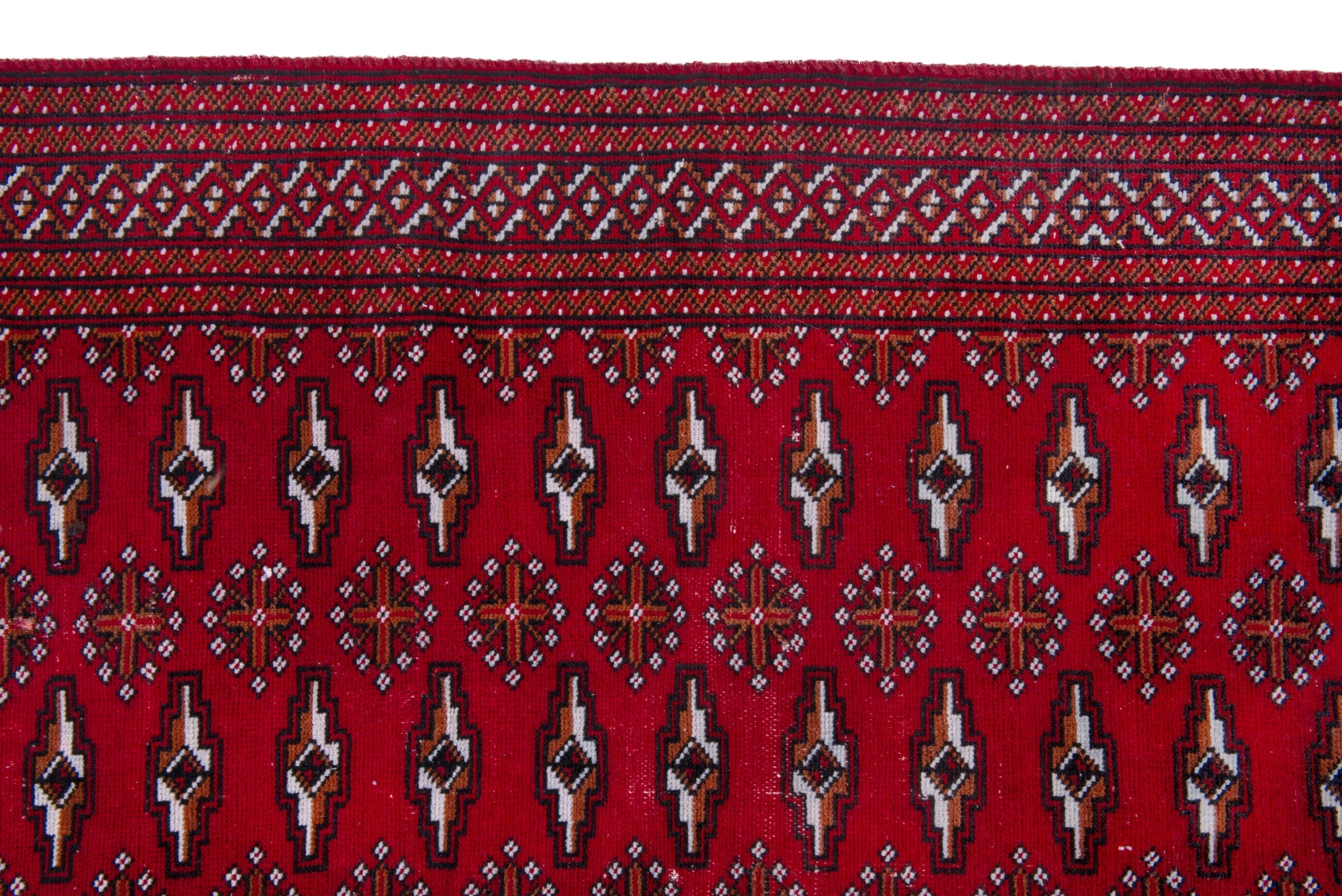Persian Torkaman accent rug in burgundy and deep red, view 13 of 18