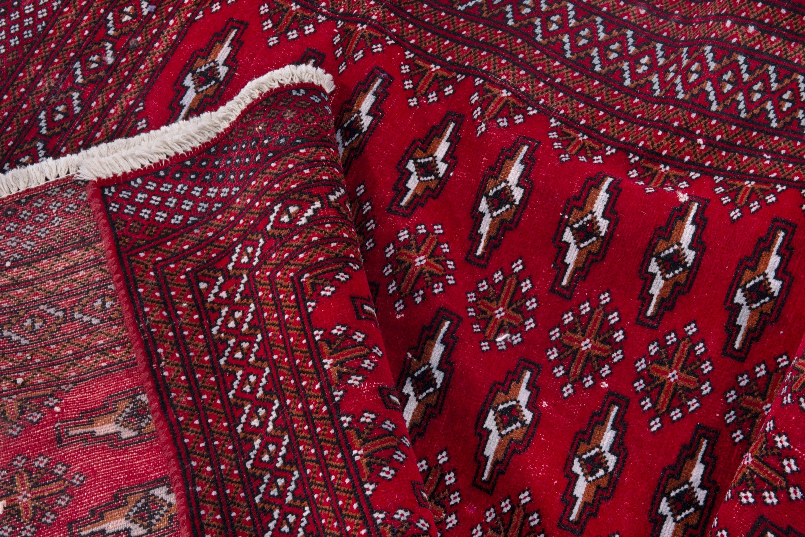 Persian Torkaman accent rug in burgundy and deep red, view 16 of 18