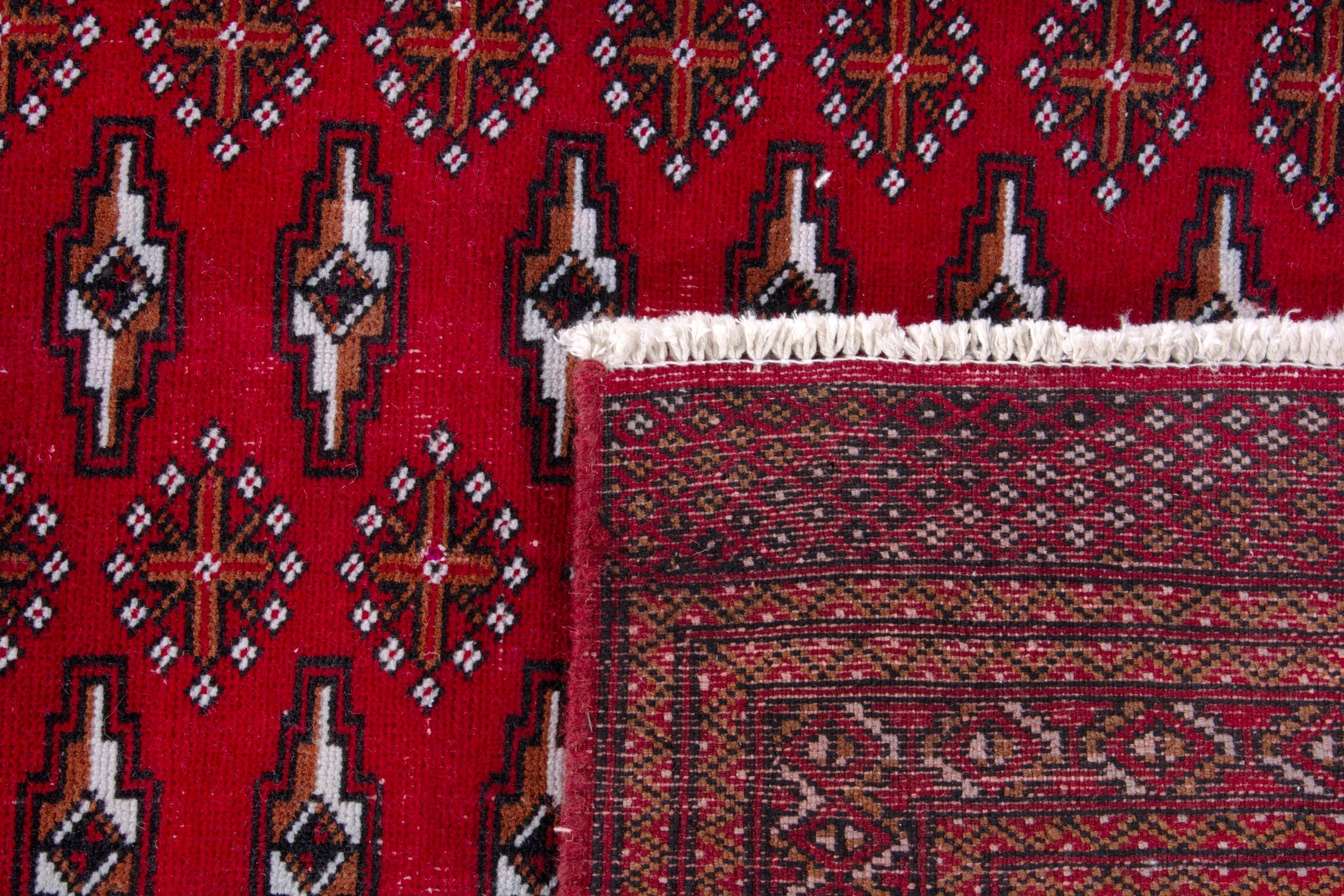 Persian Torkaman accent rug in burgundy and deep red, view 18 of 18
