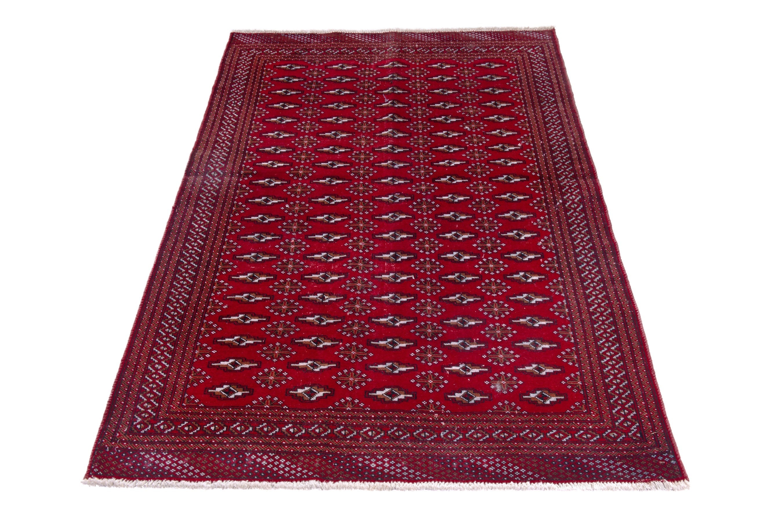 Persian Torkaman accent rug in burgundy and deep red, view 2 of 18