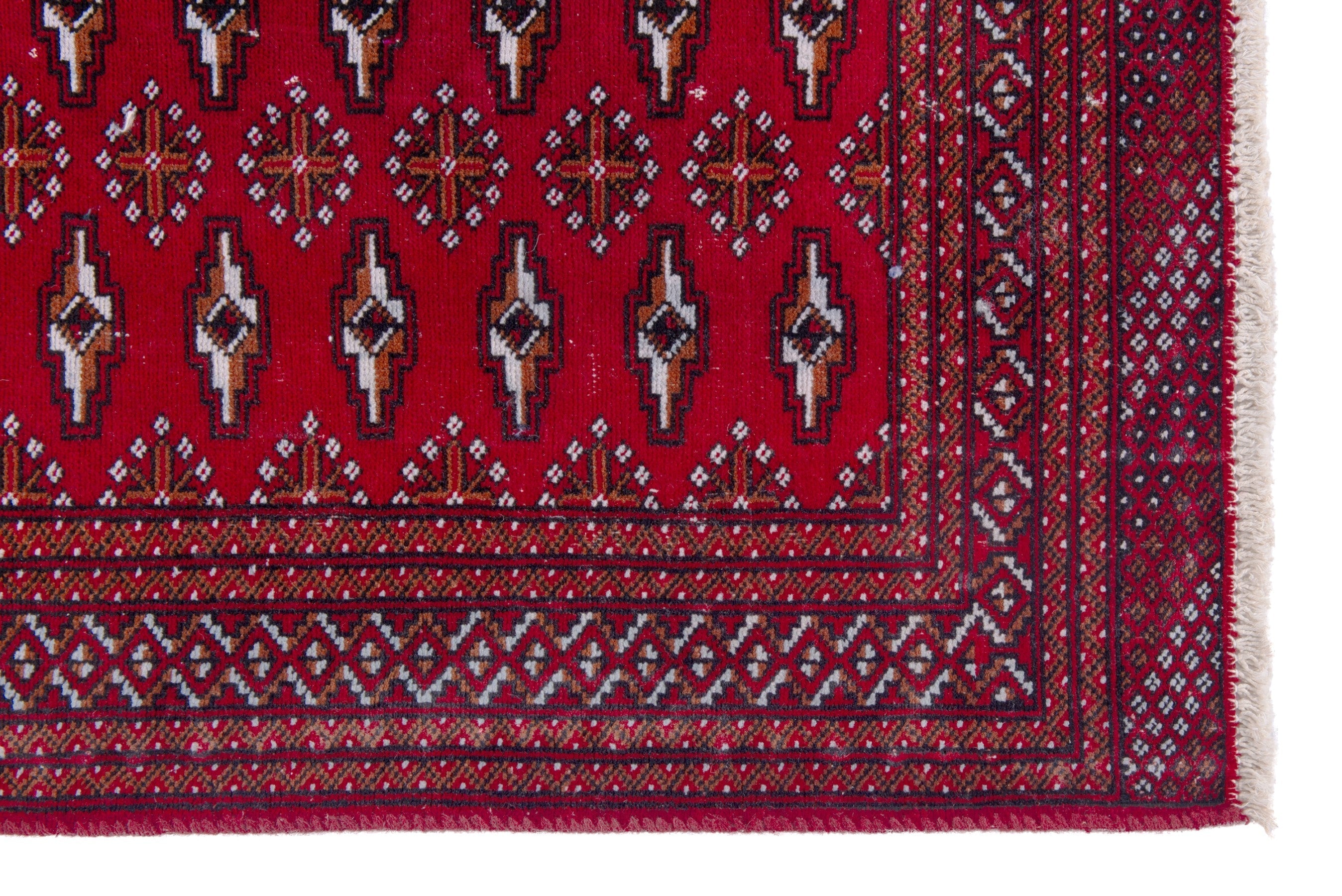Persian Torkaman accent rug in burgundy and deep red, view 5 of 18