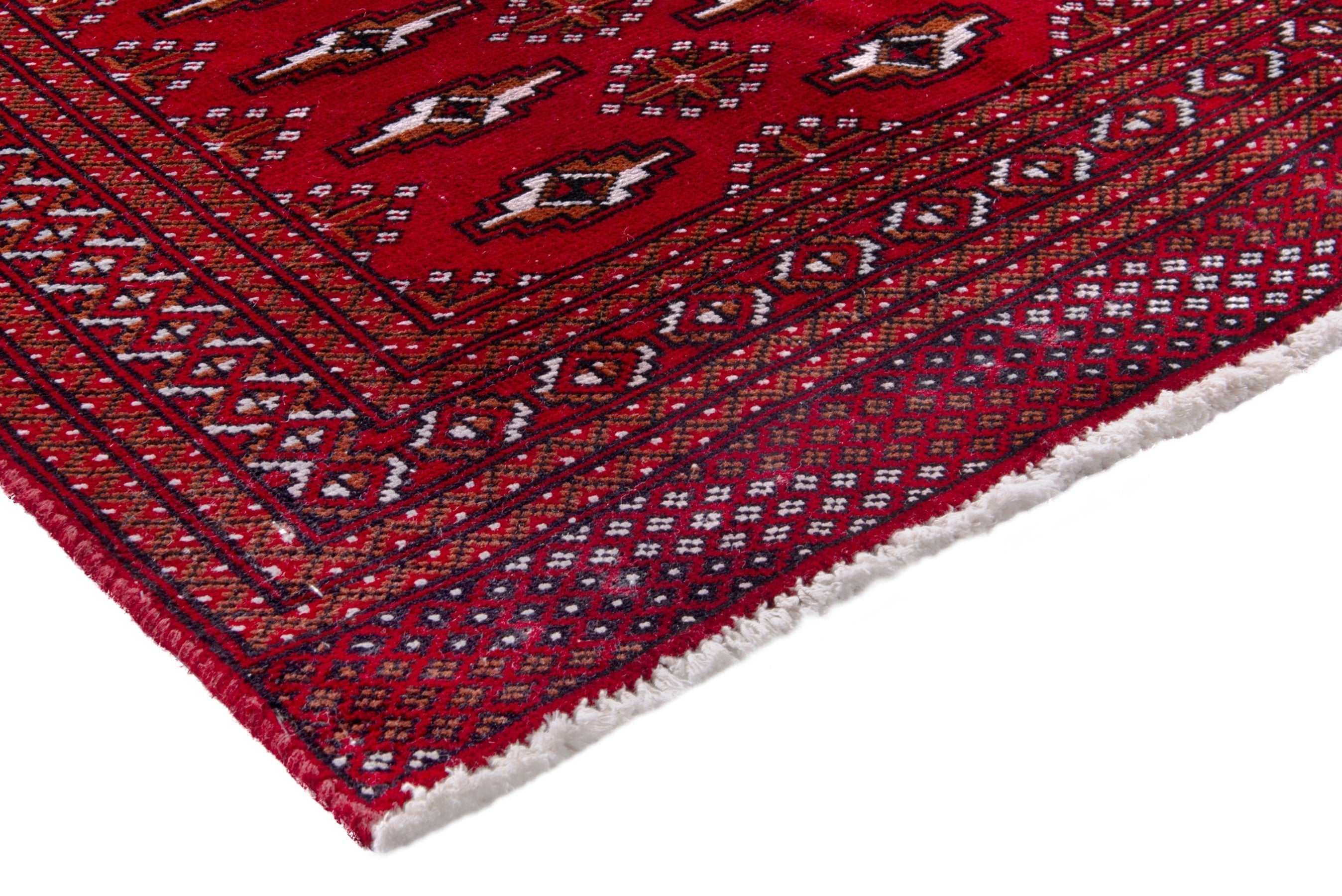 Persian Torkaman accent rug in burgundy and deep red, view 4 of 18