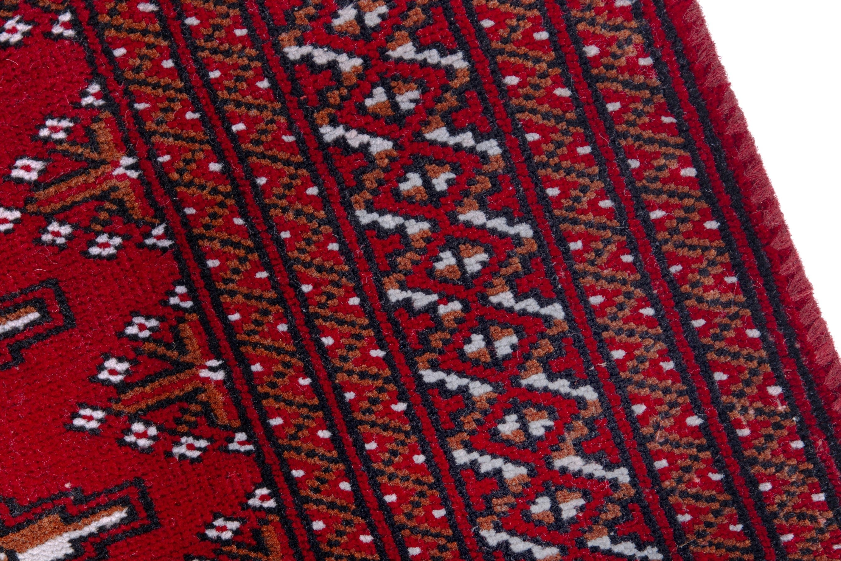 Persian Torkaman accent rug in burgundy and deep red, view 7 of 18