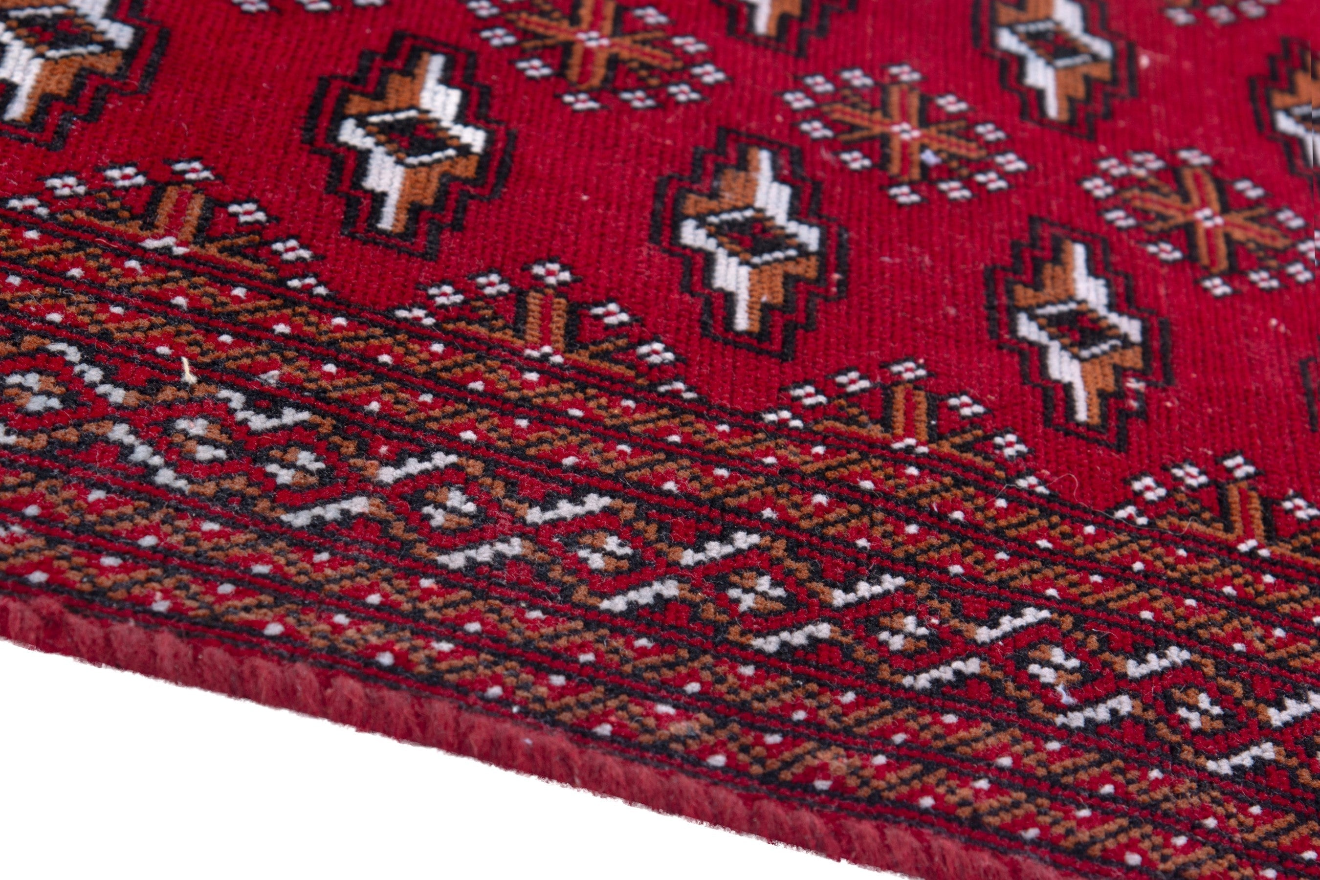 Persian Torkaman accent rug in burgundy and deep red, view 8 of 18