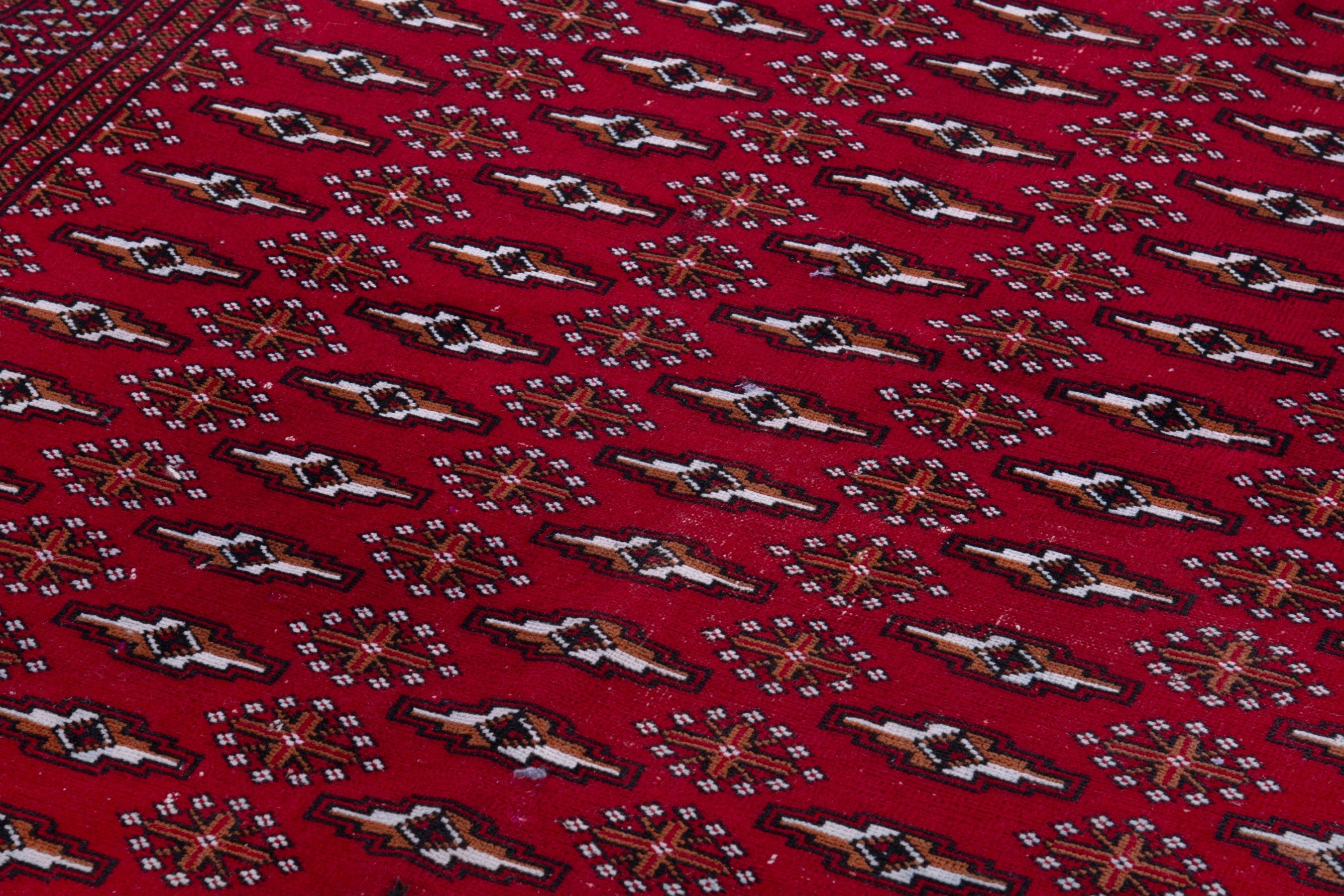 Persian Torkaman accent rug in burgundy and deep red, view 9 of 18