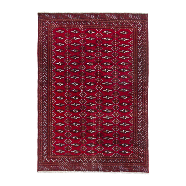 Persian Torkaman accent rug in burgundy and deep red, 4'3" x 6'5"