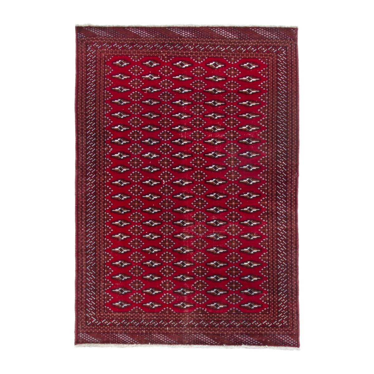 Persian Torkaman accent rug in burgundy and deep red, 4'3" x 6'5"