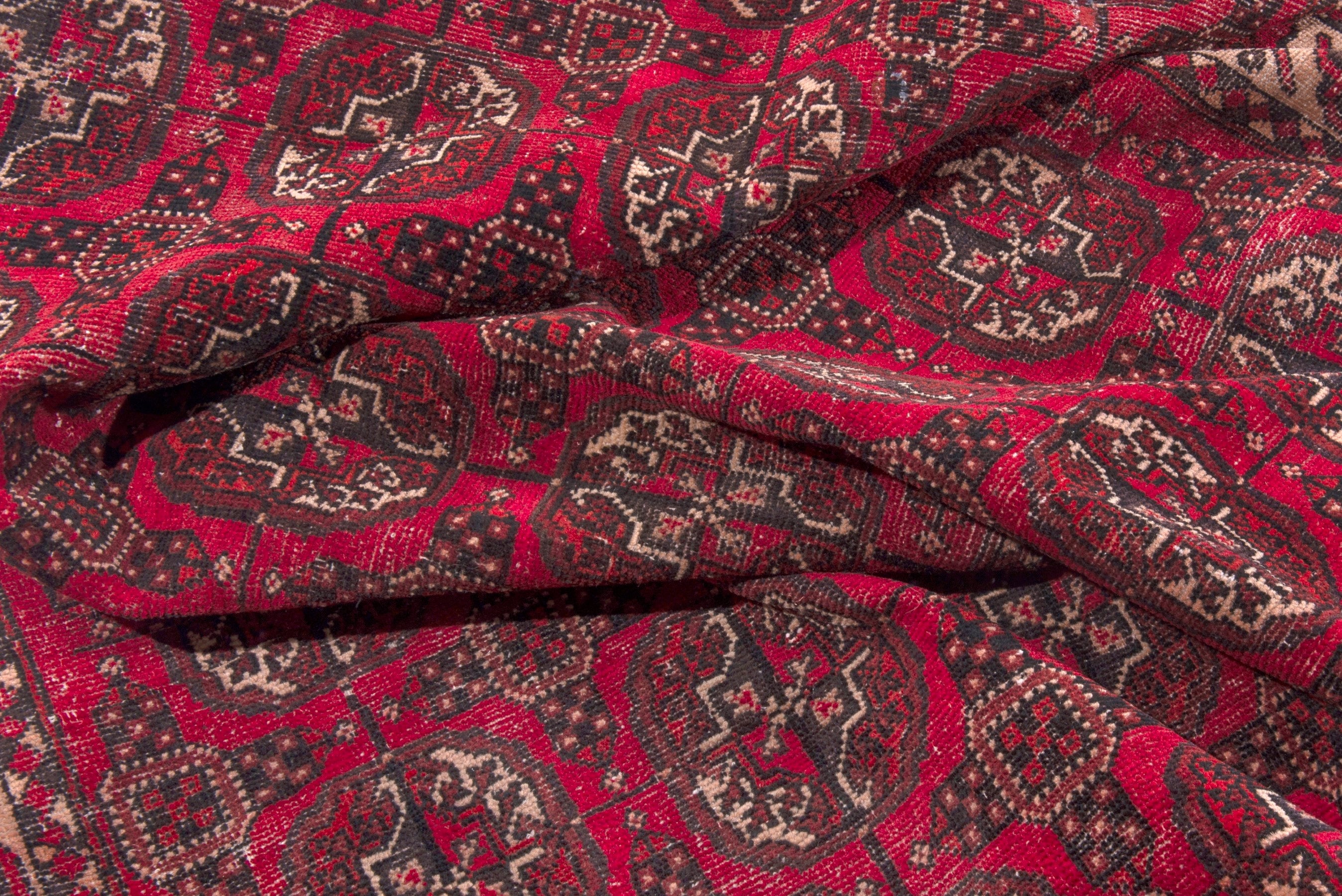 Persian Ghoochan area rug in deep red and antique gold, view 16 of 17