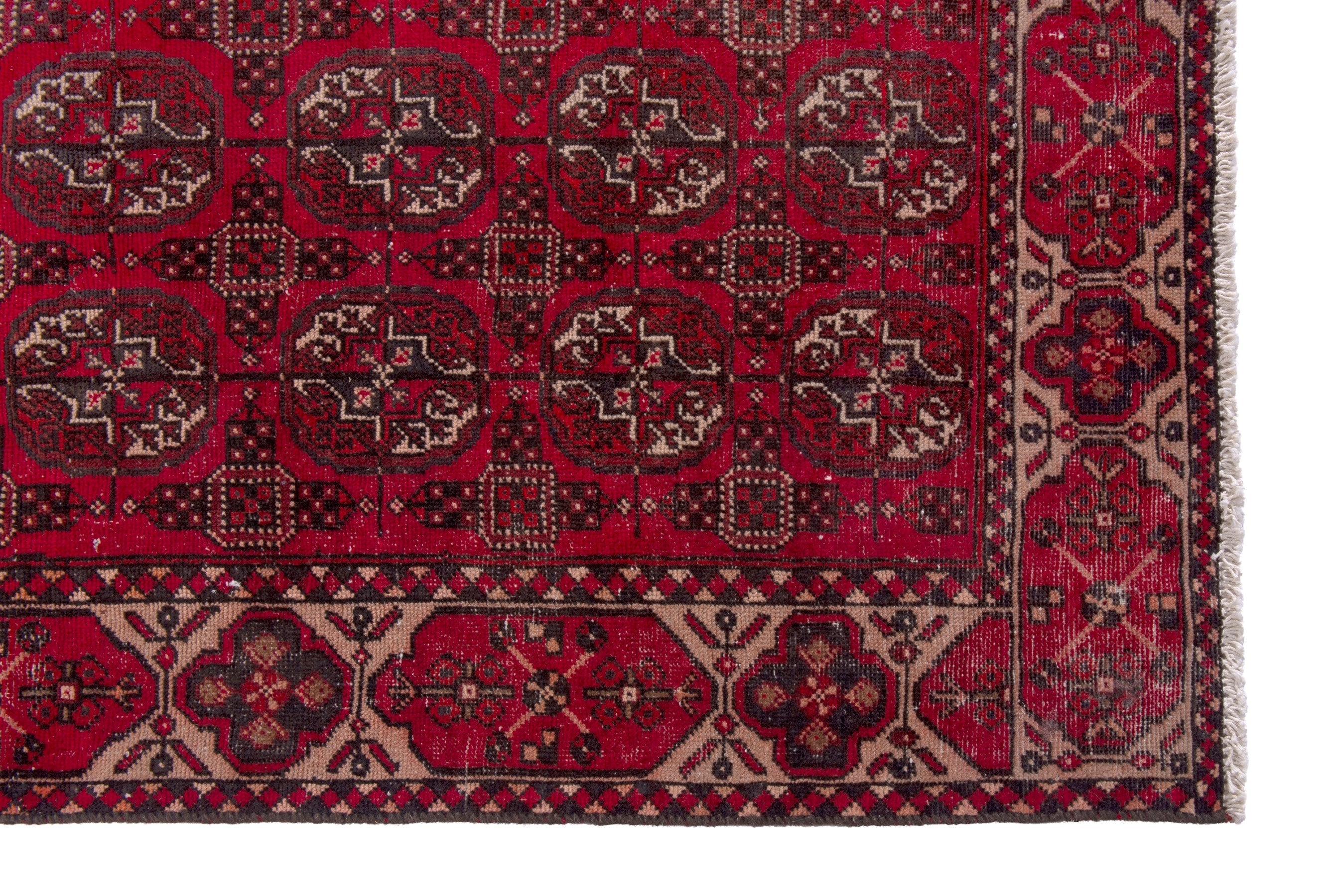 Persian Ghoochan area rug in deep red and antique gold, view 5 of 17