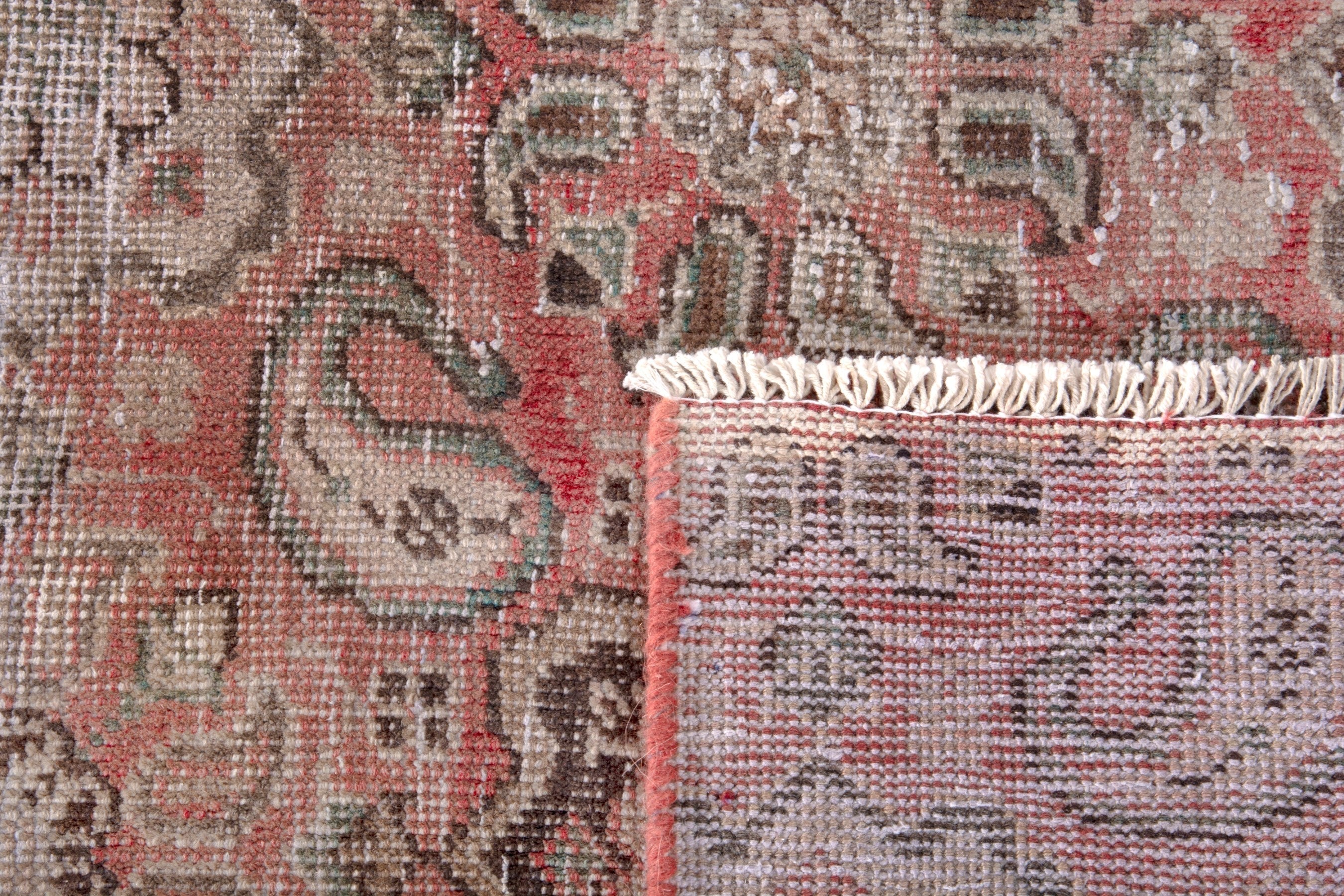 Persian Mahal area rug in faded red and muted pink, view 17 of 17