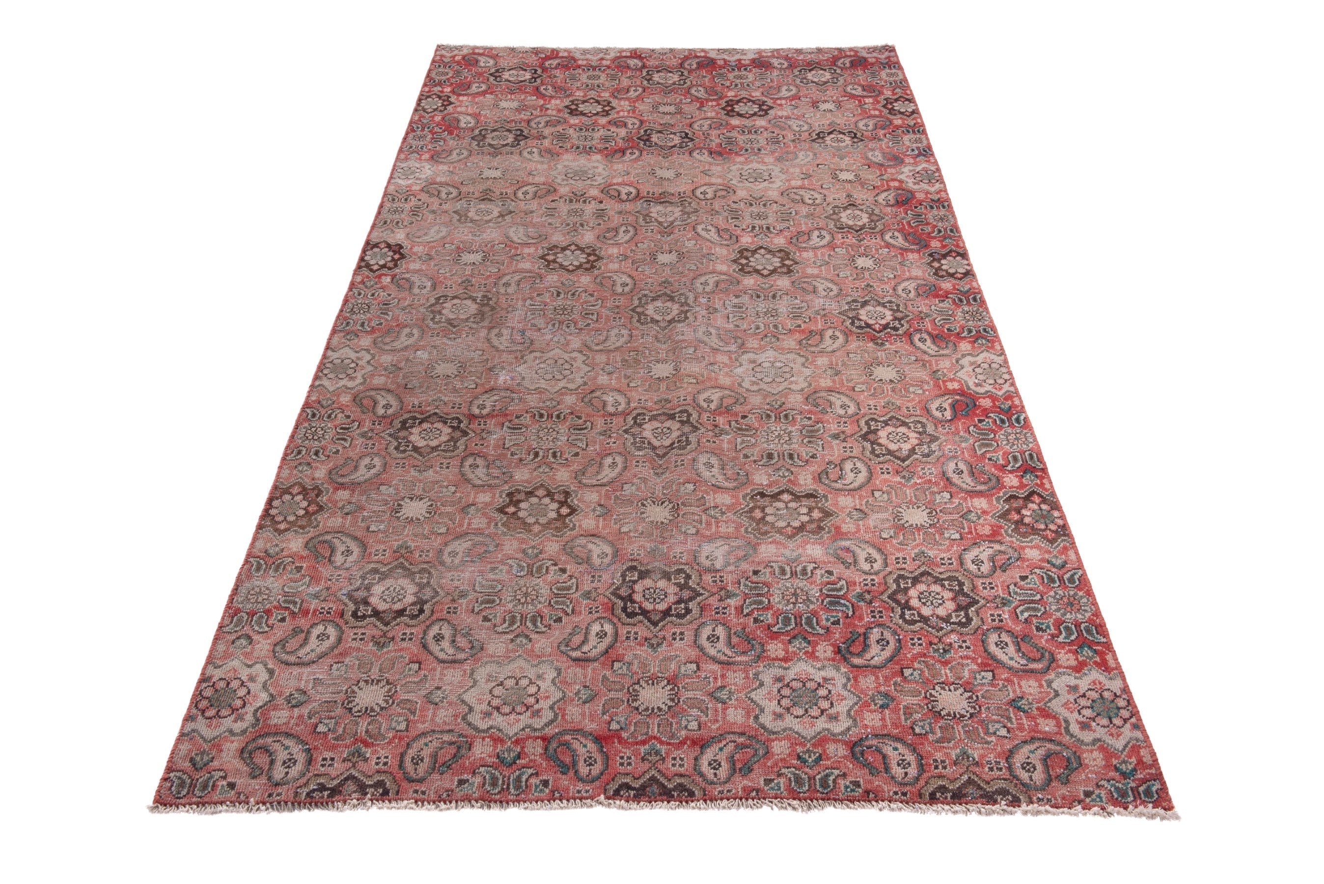Persian Mahal area rug in faded red and muted pink, view 2 of 17